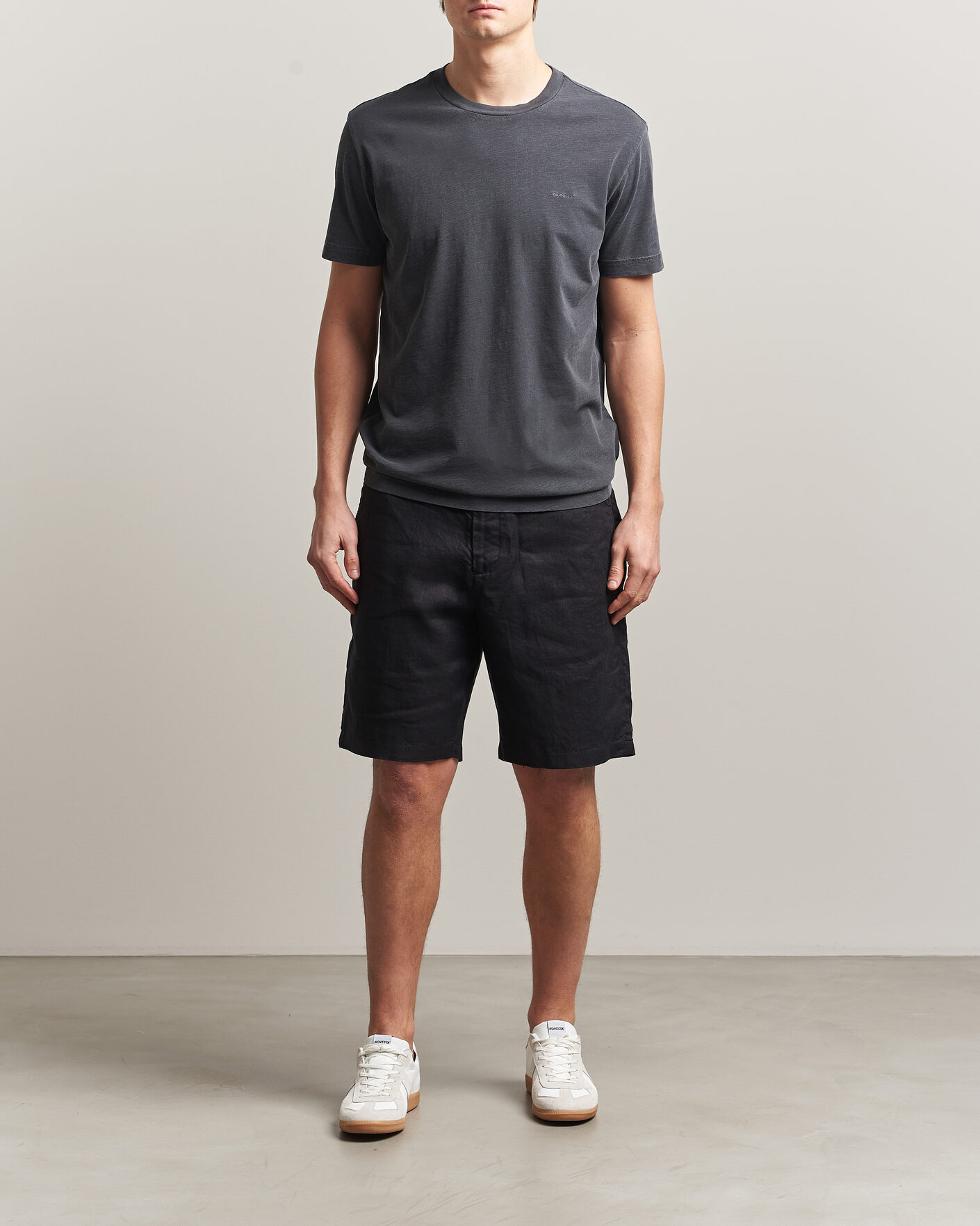 Men | Shorts | Gant | Regular Fit Linen Drawstring Shorts Black