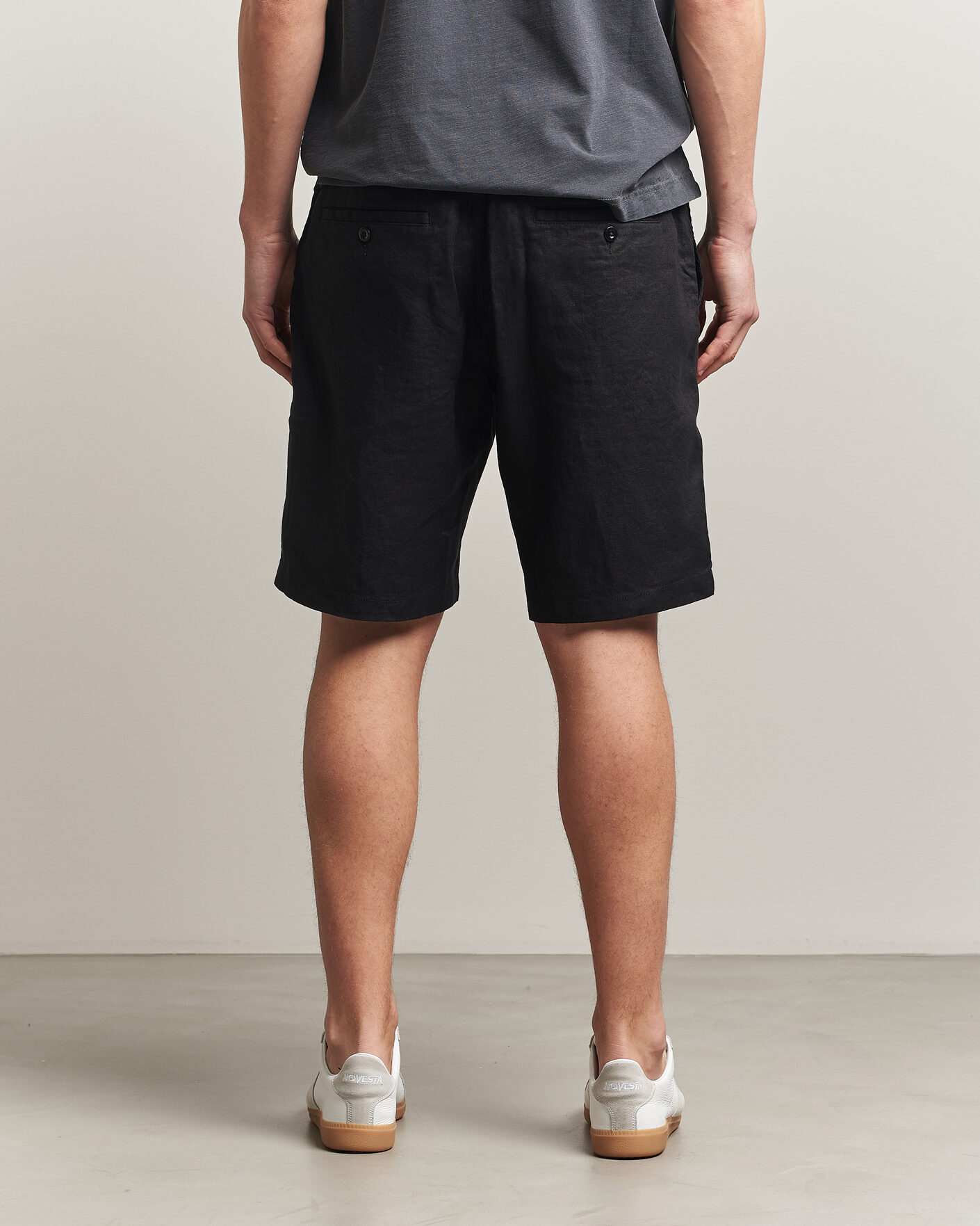 Men | Shorts | GANT | Regular Fit Linen Drawstring Shorts Black
