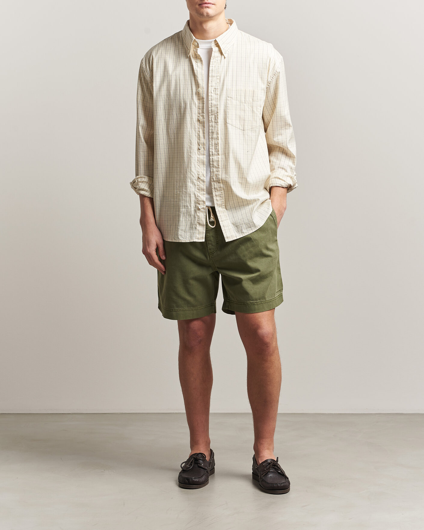 Men | Shorts | Gant | Regular Fit Sunfaded Drawstring Dry Herb Green