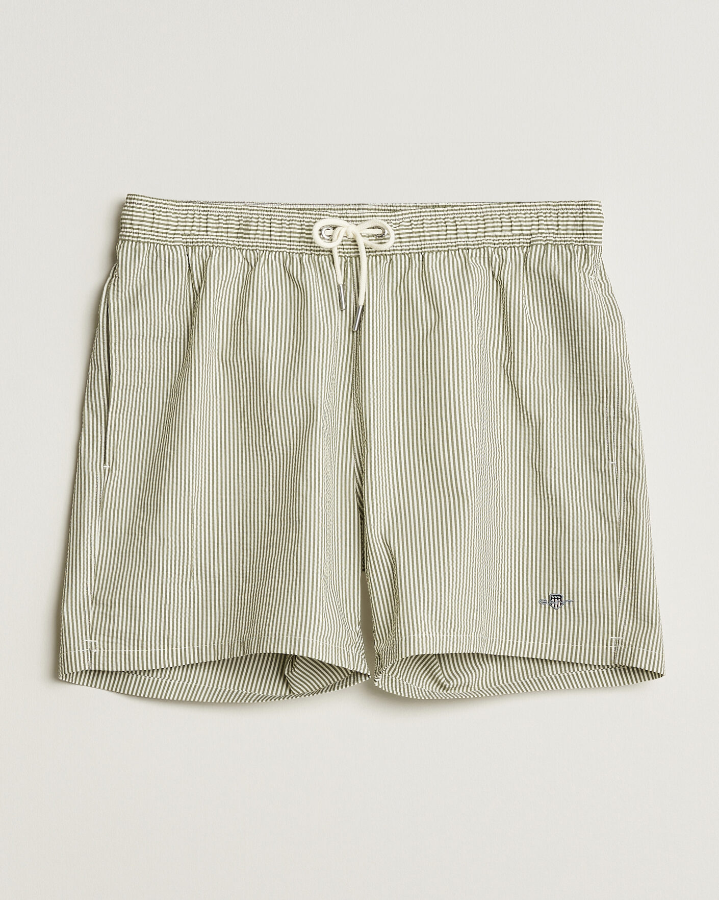 Men | Swimwear | Gant | Seersucker Striped Swimshorts Dry Herb Green