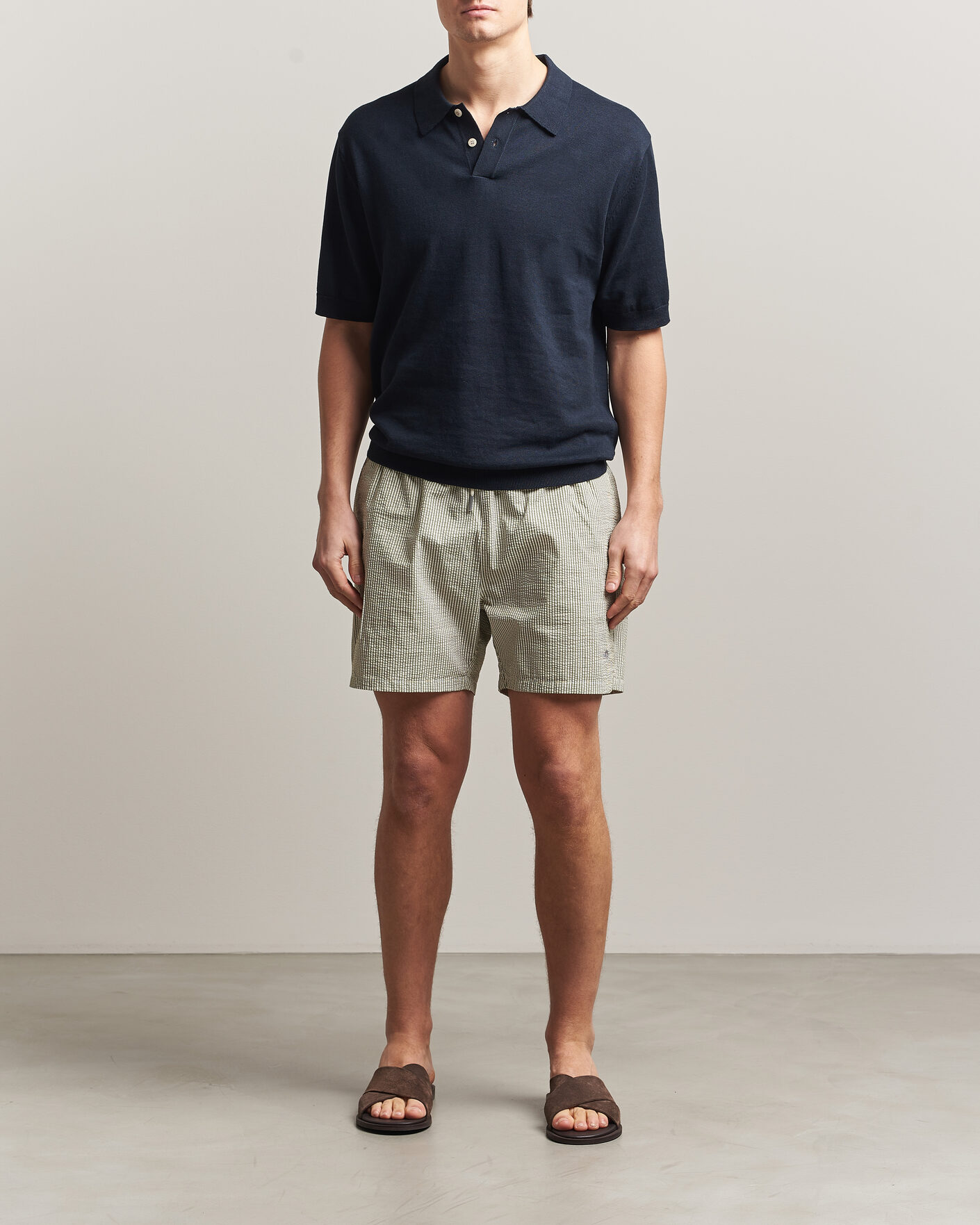 Men | Swimwear | Gant | Seersucker Striped Swimshorts Dry Herb Green
