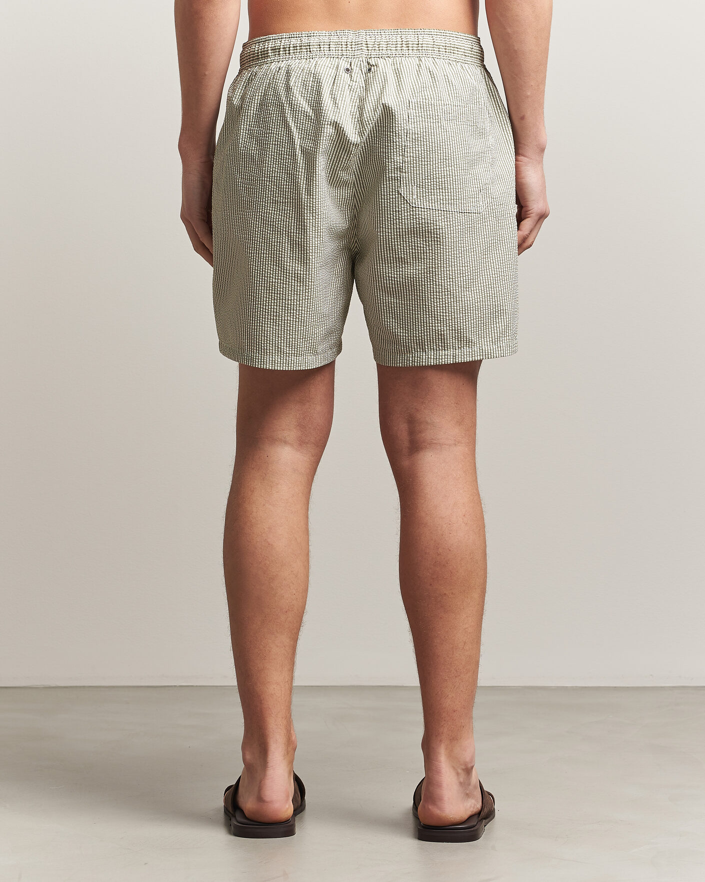 Men | Swimwear | Gant | Seersucker Striped Swimshorts Dry Herb Green