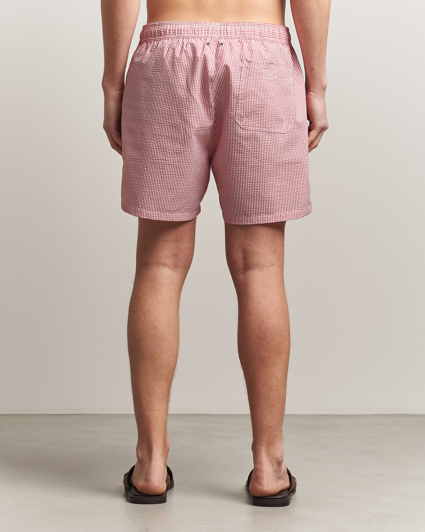 Men | Swimwear | GANT | Seersucker Striped Swimshorts Rose Red