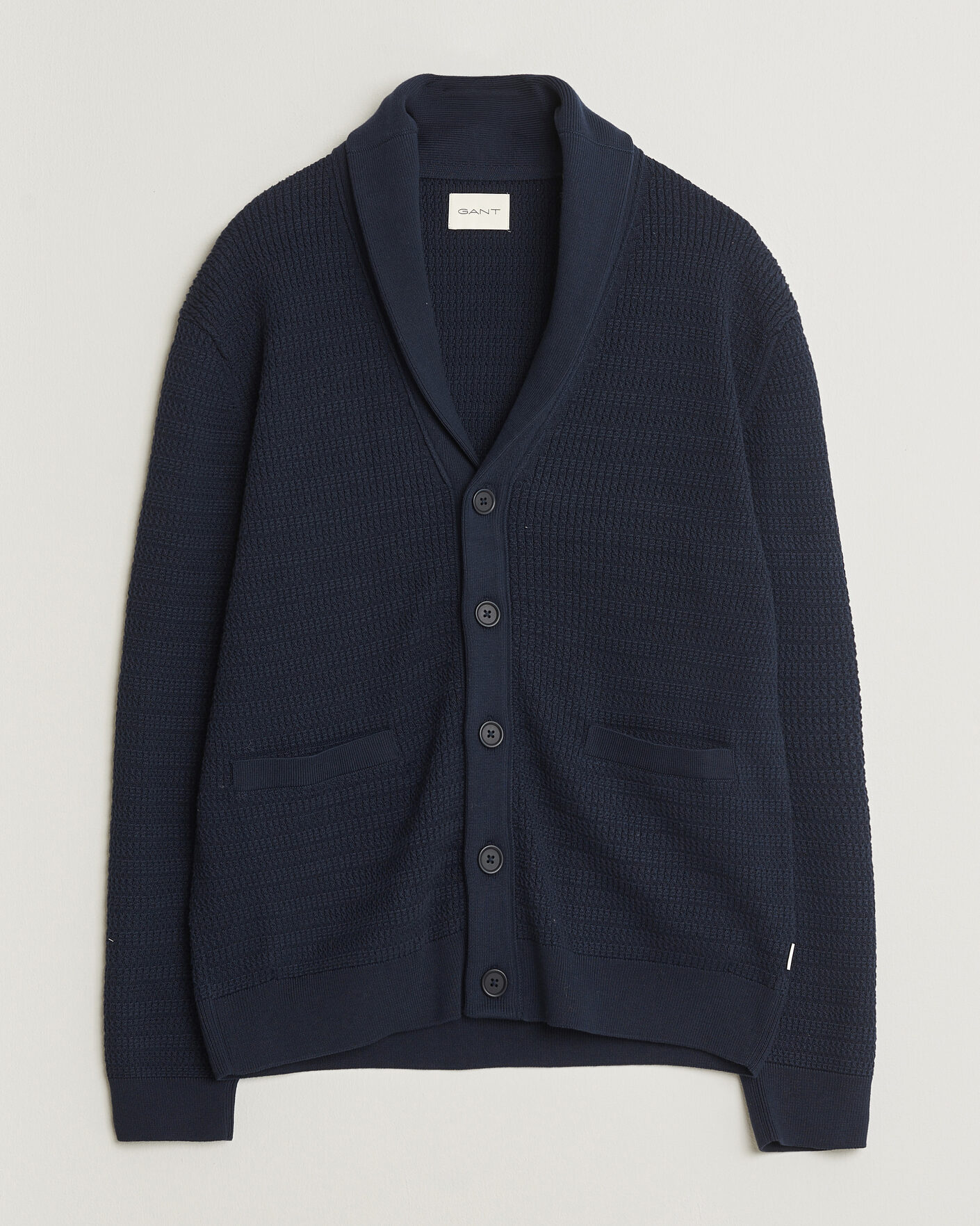 Men | Sweaters & Knitwear | GANT | Heavy Knitted Shawl Collar Cardigan Evening Blue