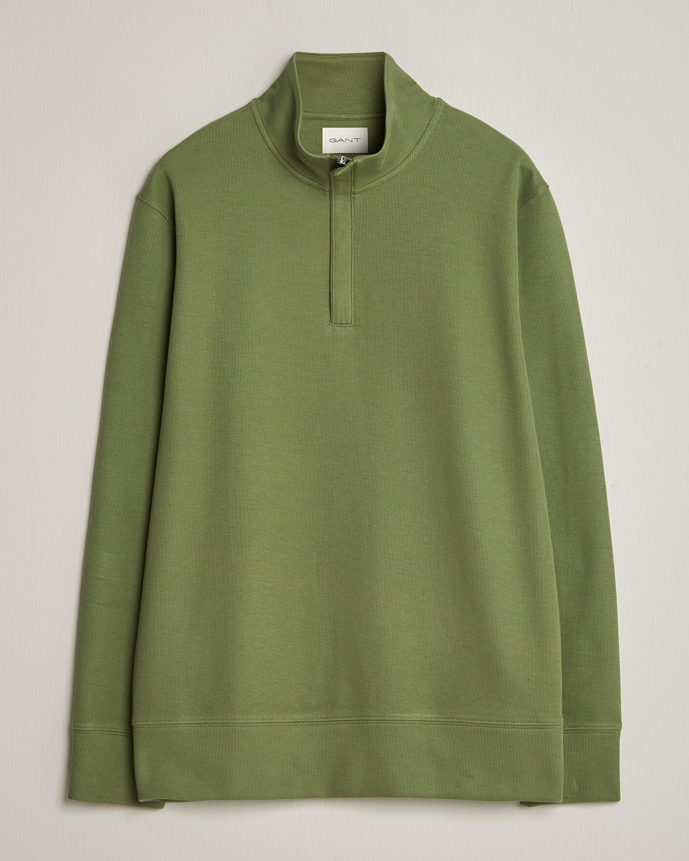 Men | Sweaters & Knitwear | GANT | Light Sacker Rib Half Zip Dry Herb Green