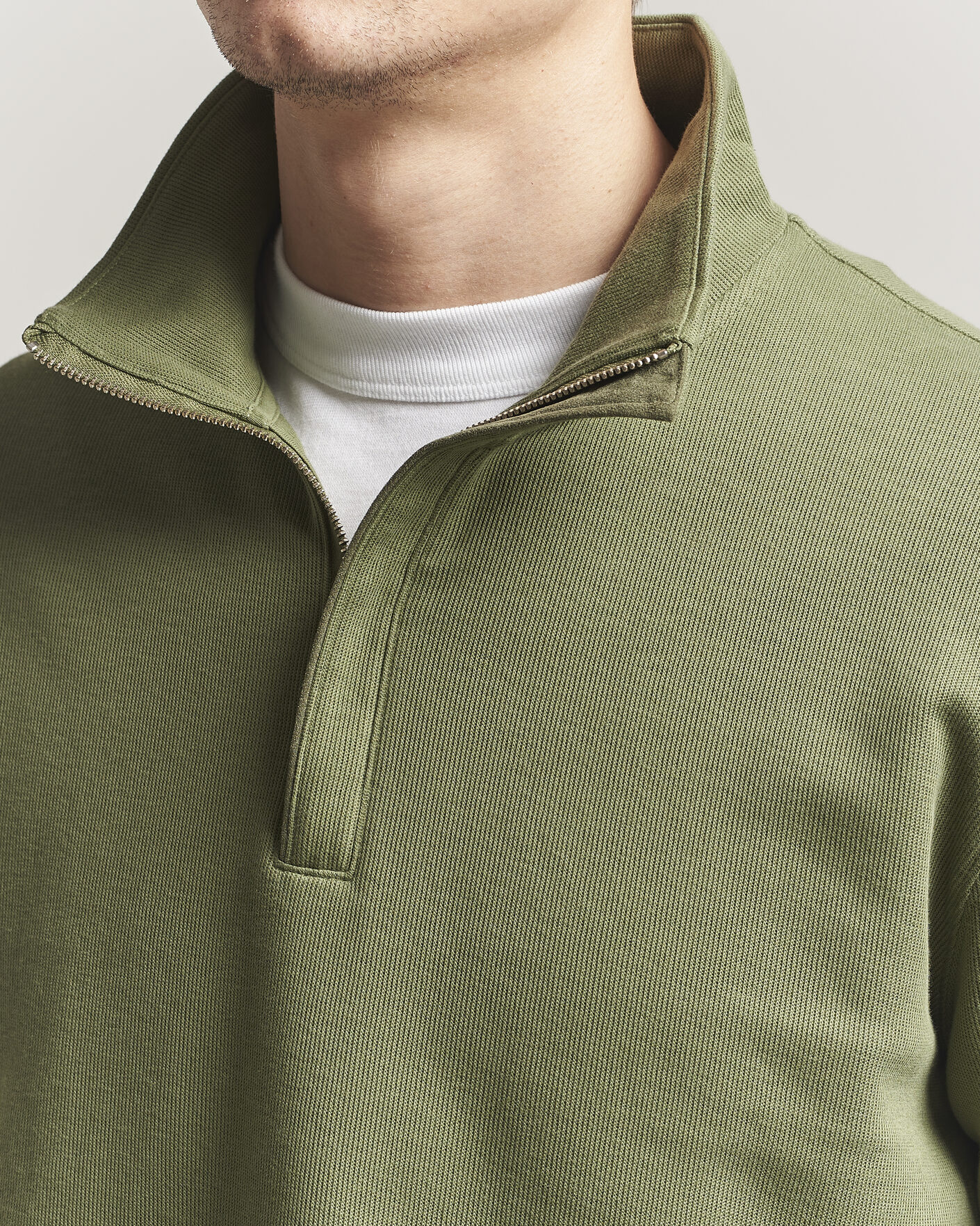 Men | Sweaters & Knitwear | GANT | Light Sacker Rib Half Zip Dry Herb Green