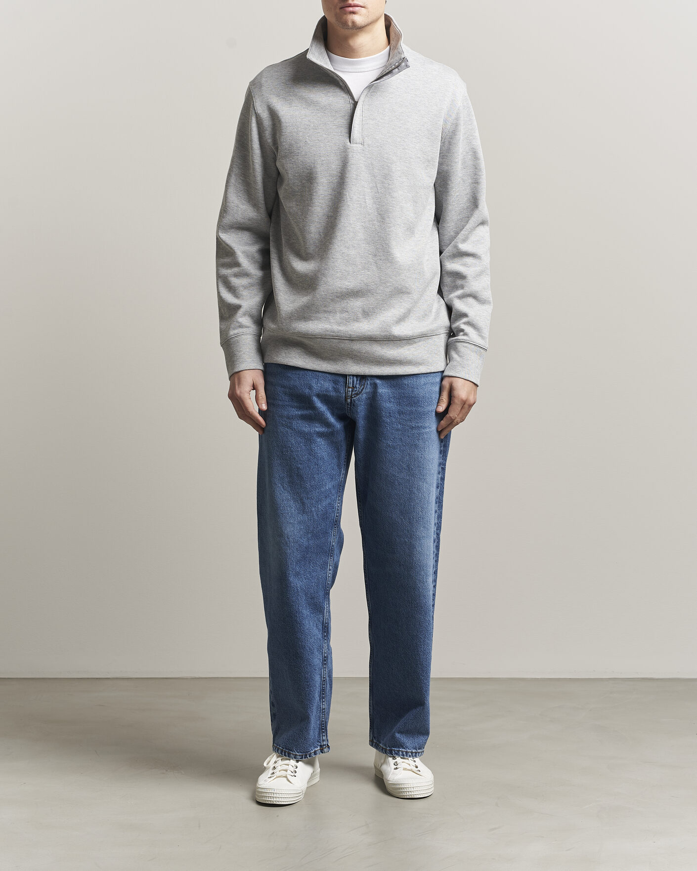 Men | Sweaters & Knitwear | GANT | Light Sacker Rib Half Zip Grey Melange