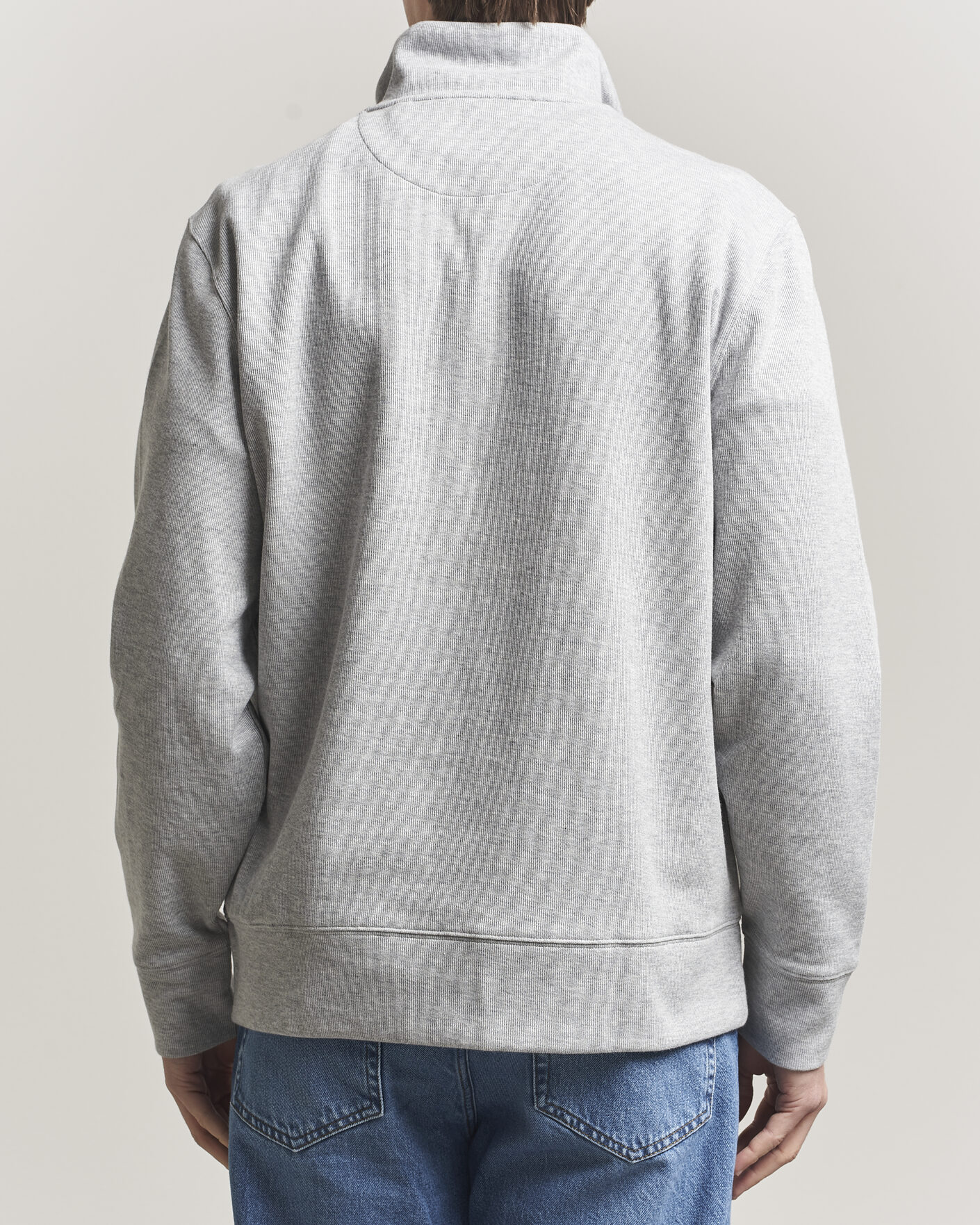 Men | Sweaters & Knitwear | GANT | Light Sacker Rib Half Zip Grey Melange