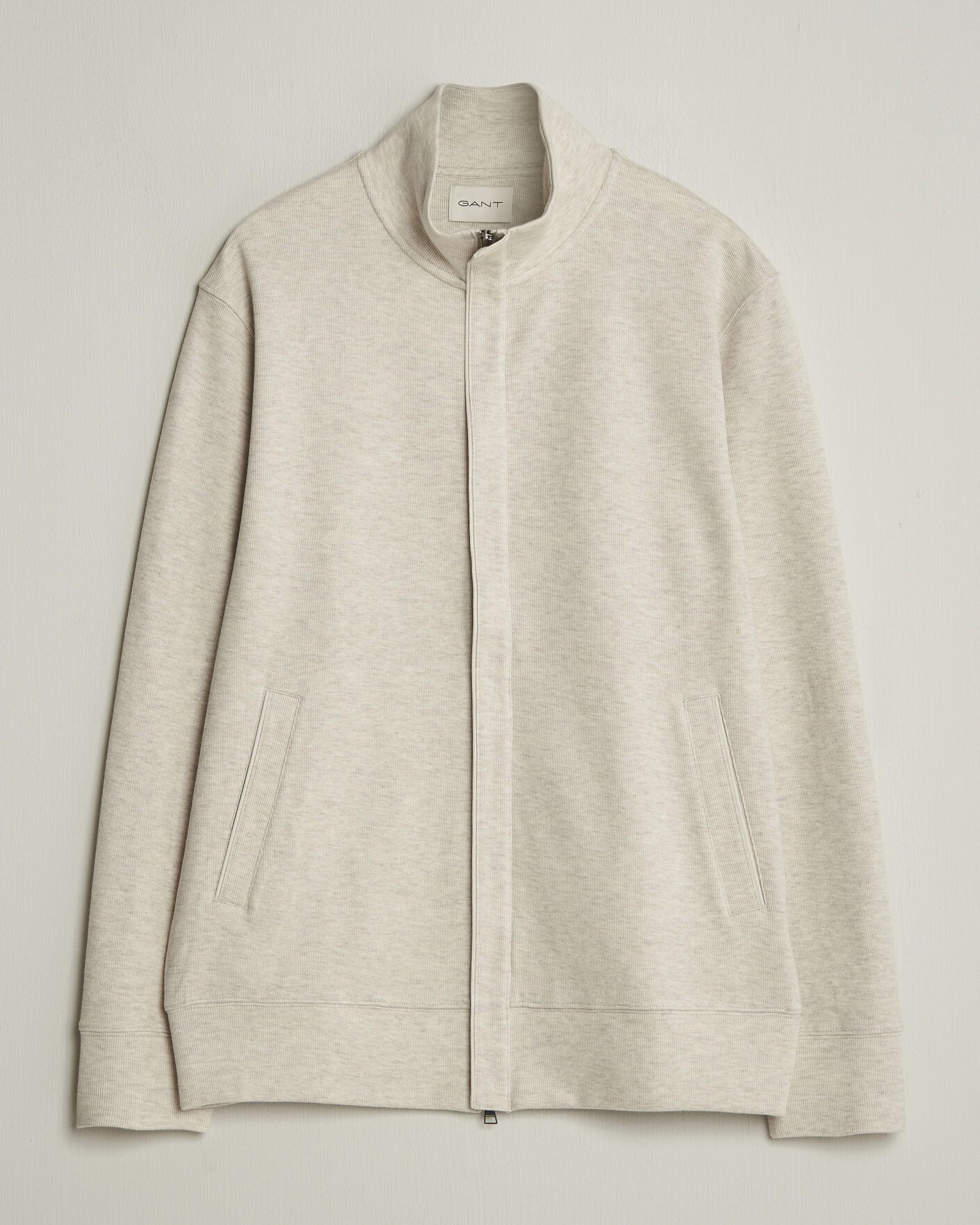 Men | Sweaters & Knitwear | GANT | Light Sacker Rib Full Zip Seed Melange