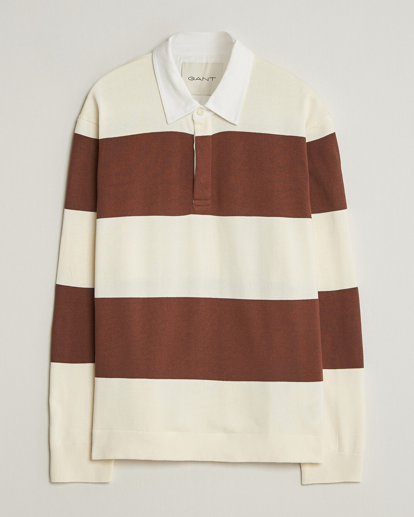 Men | Sweaters & Knitwear | GANT | Barstriped Knitted Rugger Cream/Brown