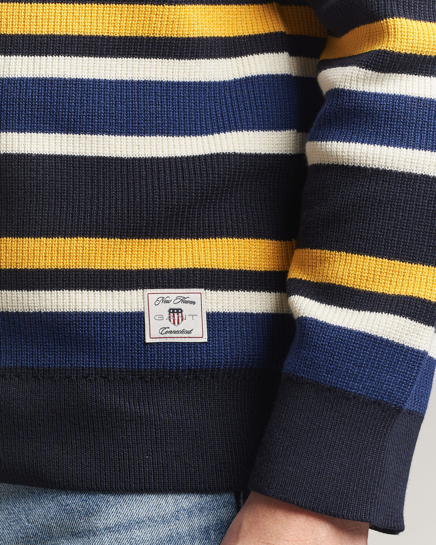 Men | Sweaters & Knitwear | GANT | Multisptriped Knitted Rugger Evening Blue