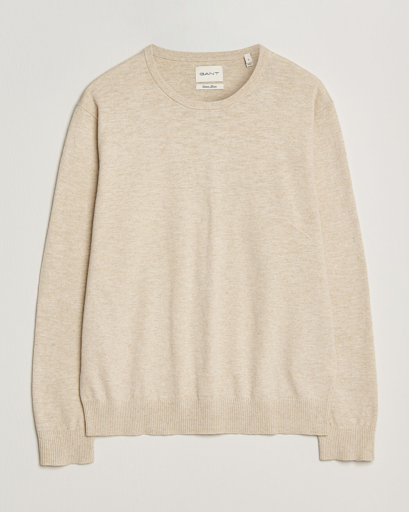 Men | Sweaters & Knitwear | GANT | Cotton/Linen Slub Knitted Sweater Seed Melange