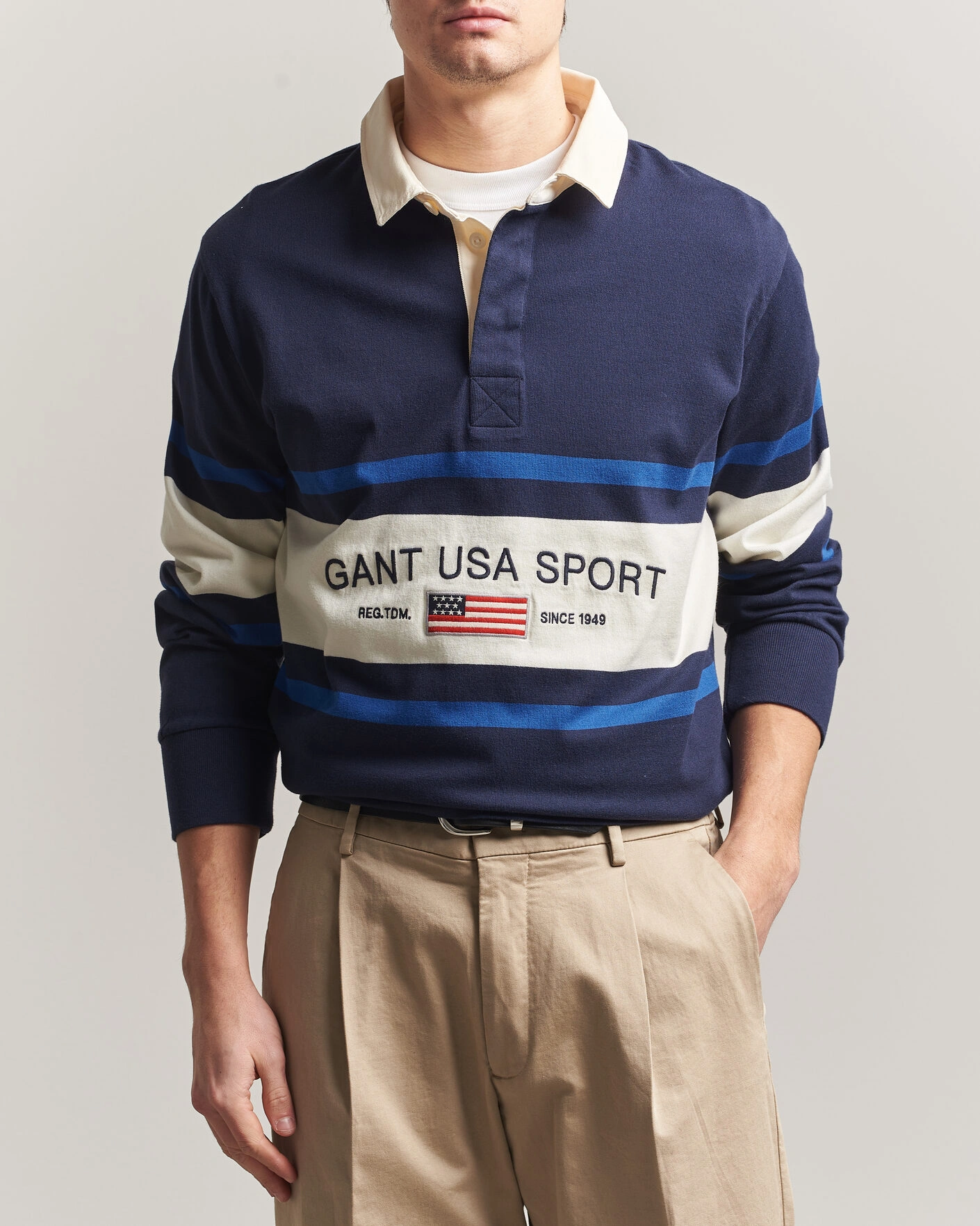 Men | Sweaters & Knitwear | Gant | Striped Rugger Evening Blue