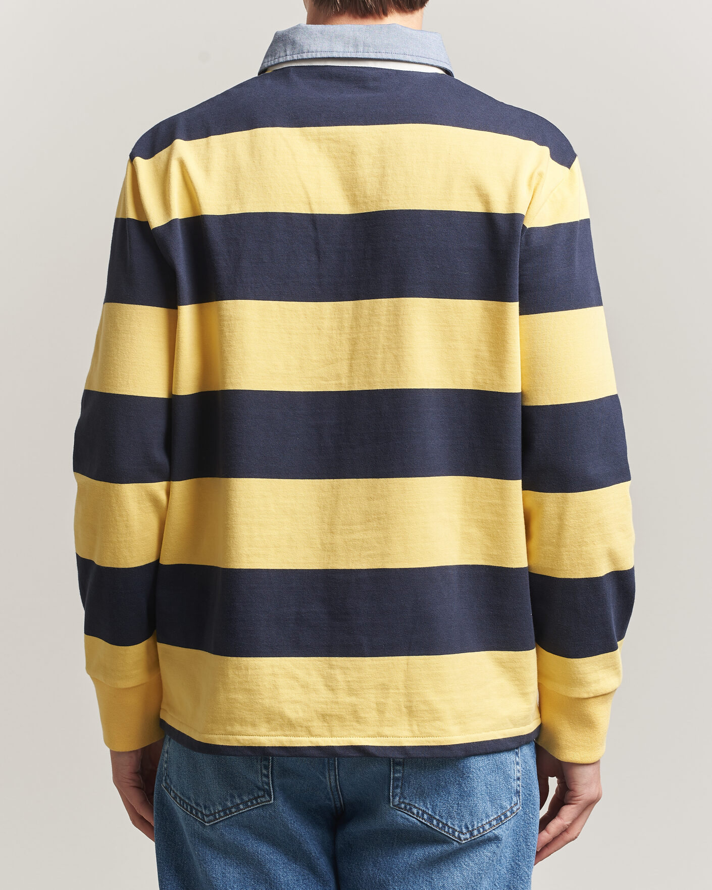 Men | Sweaters & Knitwear | GANT | Chambray Striped Heavy Rugger Banana Yellow