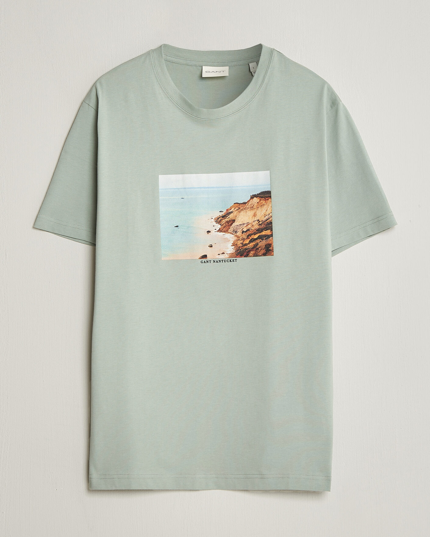 Men | T-Shirts | Gant | Scenery Graphic Crew Neck T-Shirt Ceramic Grey