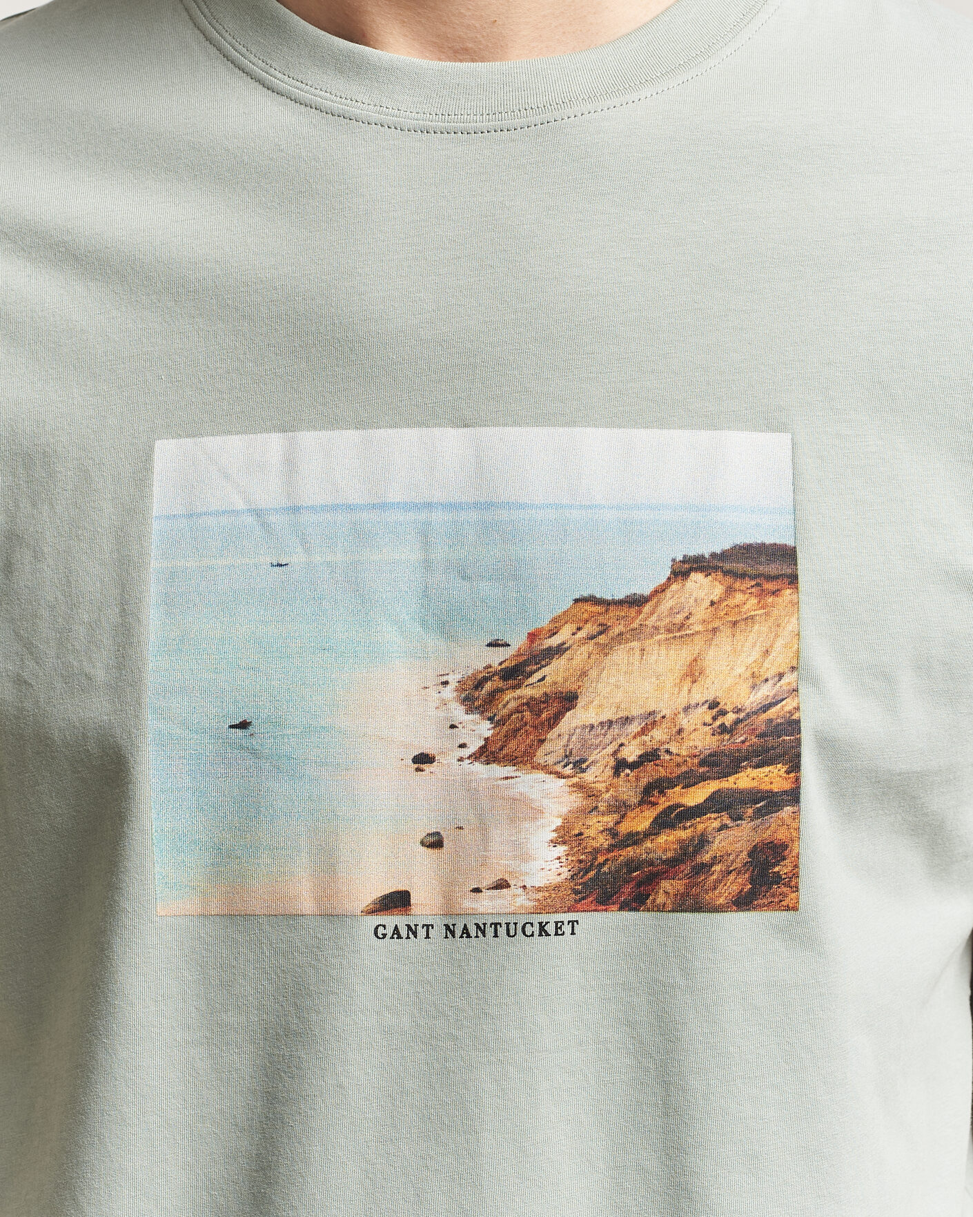 Men | T-Shirts | GANT | Scenery Graphic Crew Neck T-Shirt Ceramic Grey