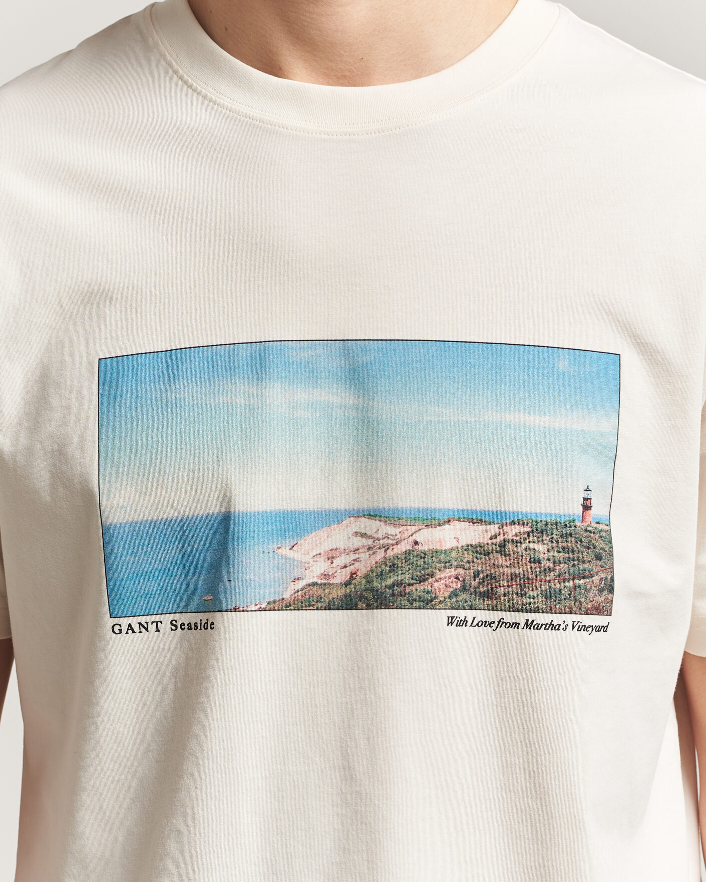 Men | T-Shirts | GANT | Scenery Graphic Crew Neck T-Shirt Cream