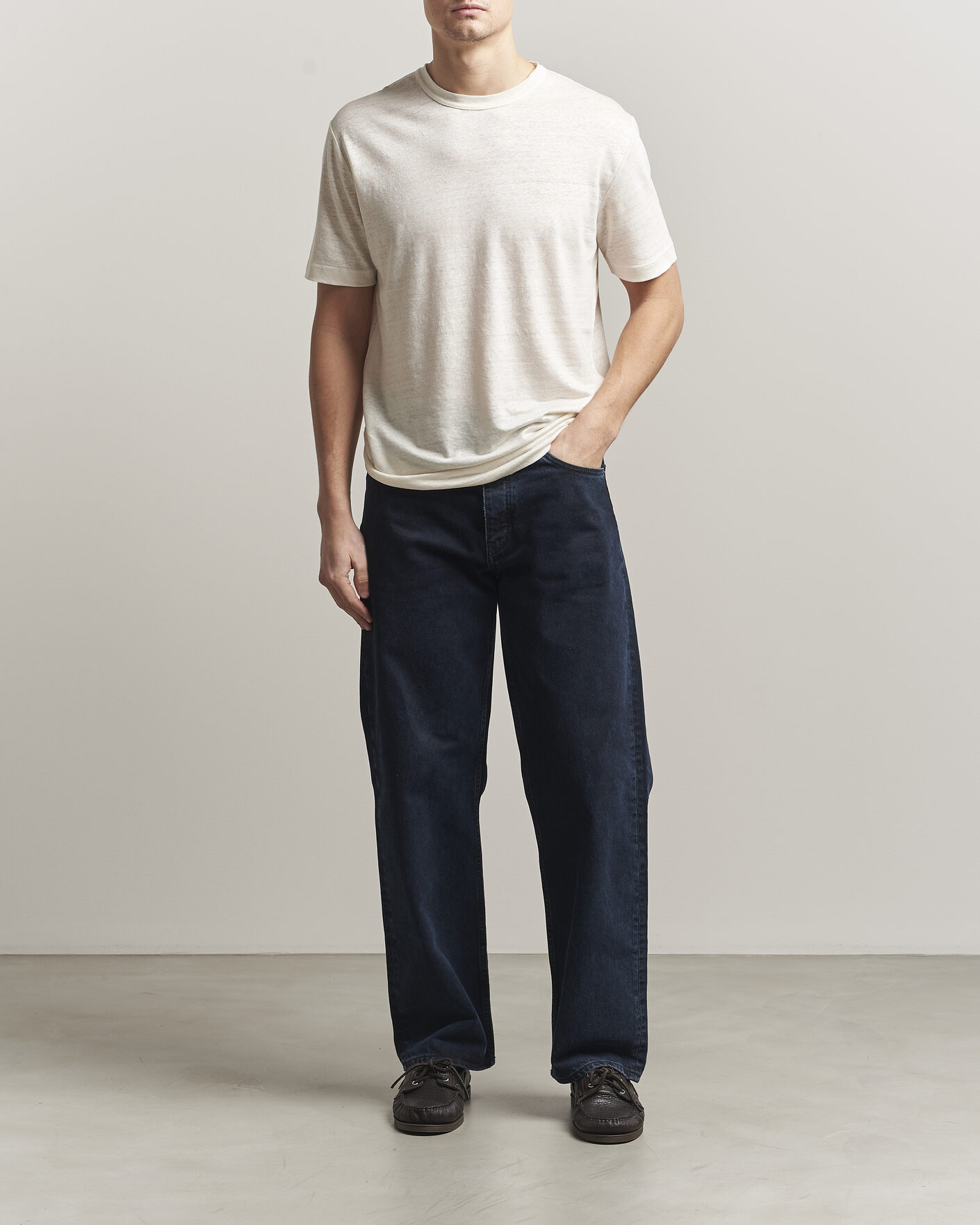 Men | T-Shirts | Gant | Linen T-Shirt Creamed White