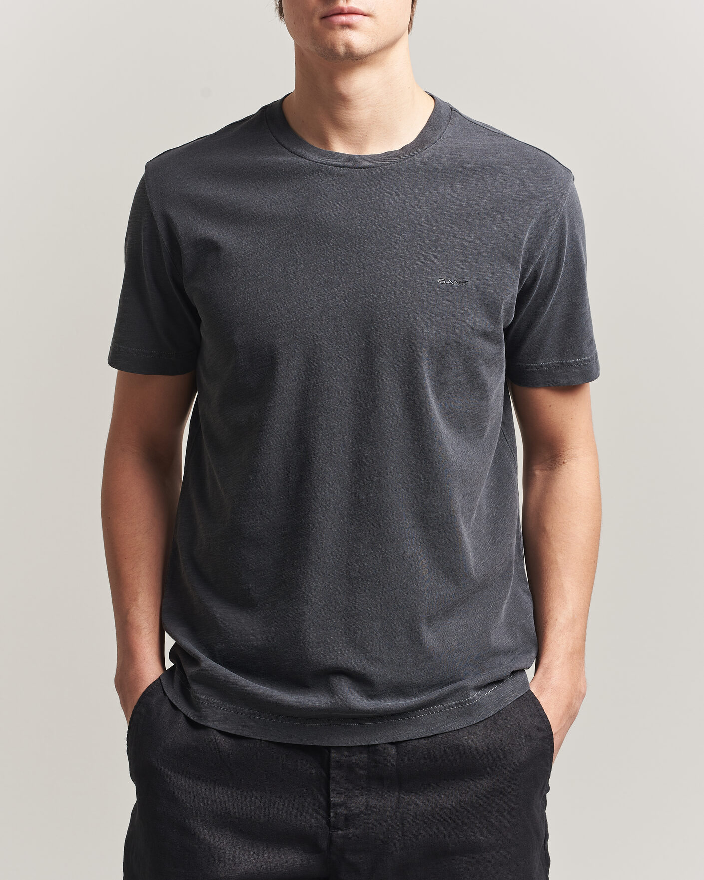 Men | T-Shirts | GANT | Washed Slub T-Shirt Black