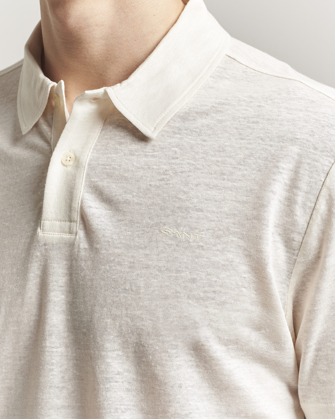 Men | Polo Shirts | GANT | Linen Polo Creamed White