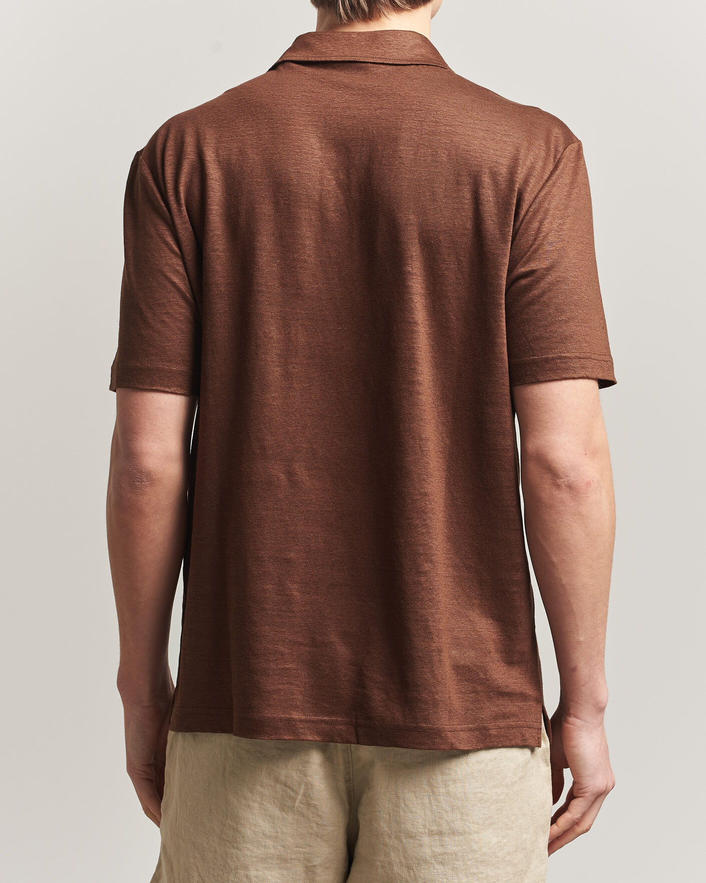 Men | Polo Shirts | GANT | Linen Polo Mahogany Brown