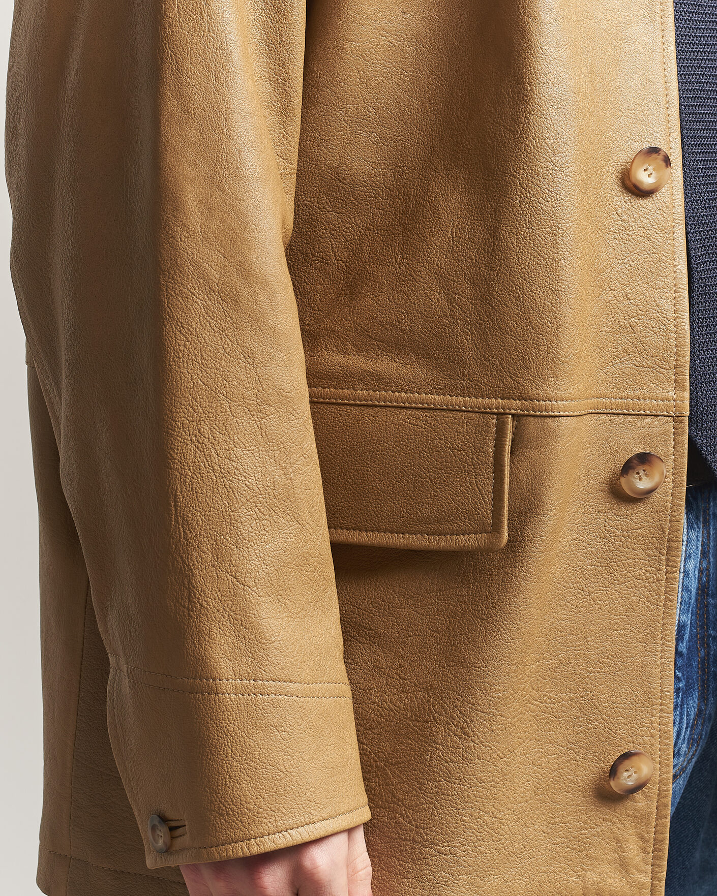 Men | Coats & Jackets | GANT | Leather Decker Jacket Warm Khaki