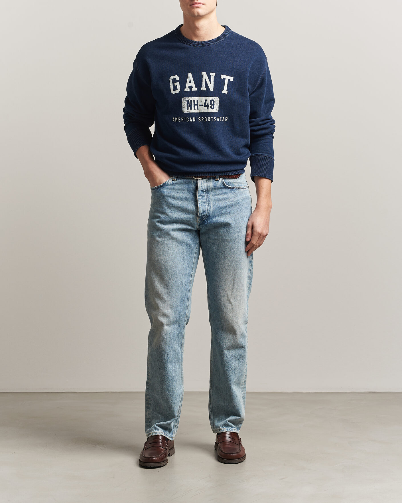 Men | Sweaters & Knitwear | GANT | Indigo Graphic Sweatshirt Dark Blue