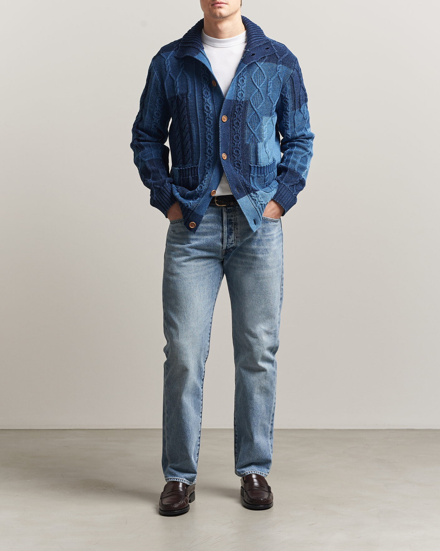 Men | Sweaters & Knitwear | Gant | Indigo Cotton Cable Cardigan Rich Navy