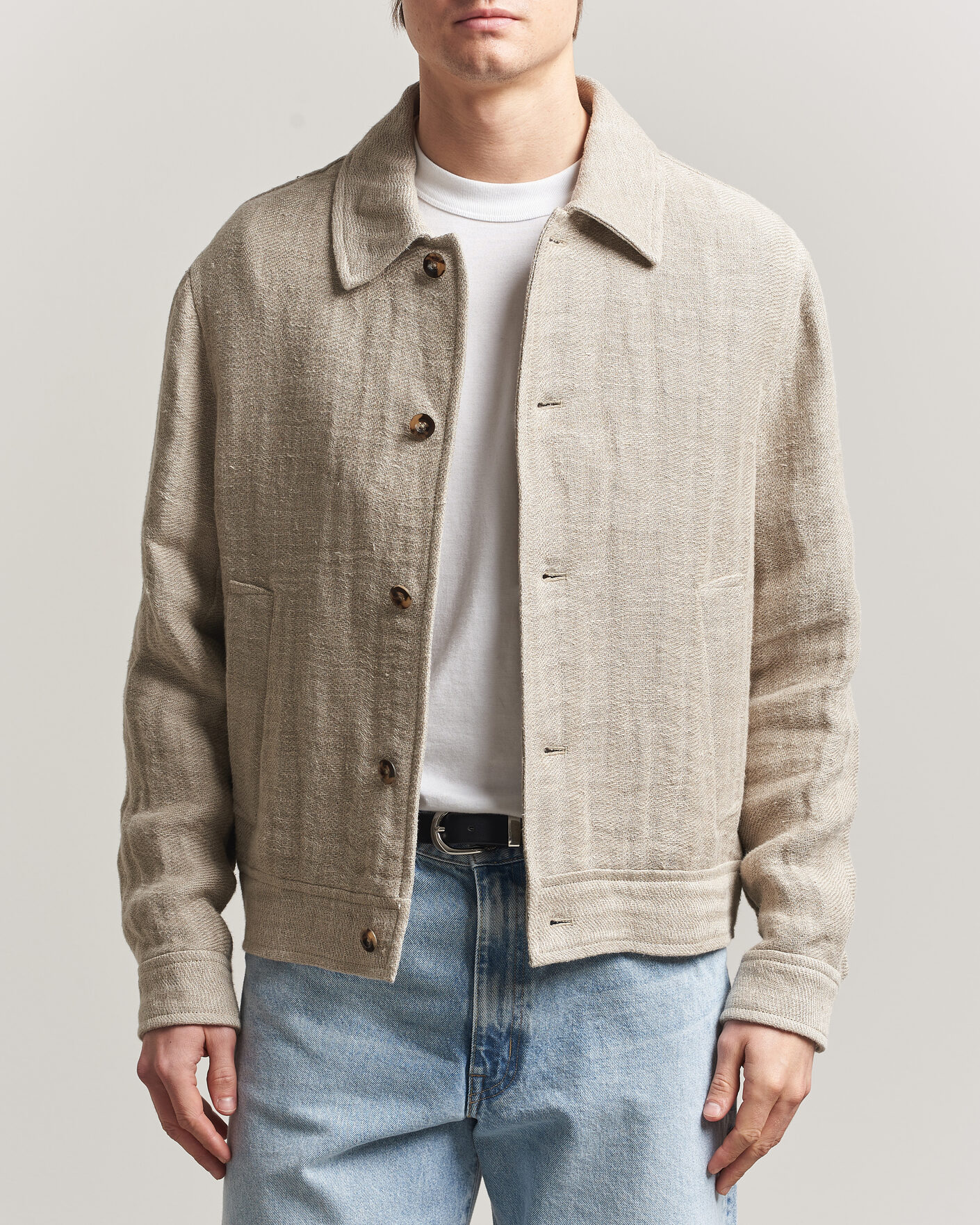 Men | Coats & Jackets | Gant | Washed Linen Jacket Light Taupe