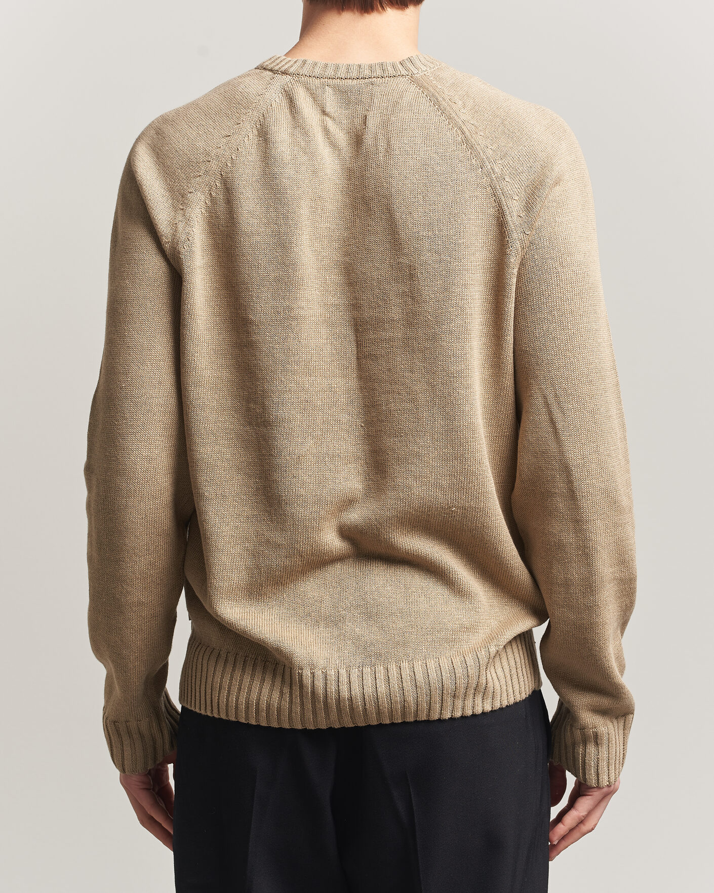 Men | Sweaters & Knitwear | GANT | Linen/Cotton Crew Neck Sweater Dark Khaki