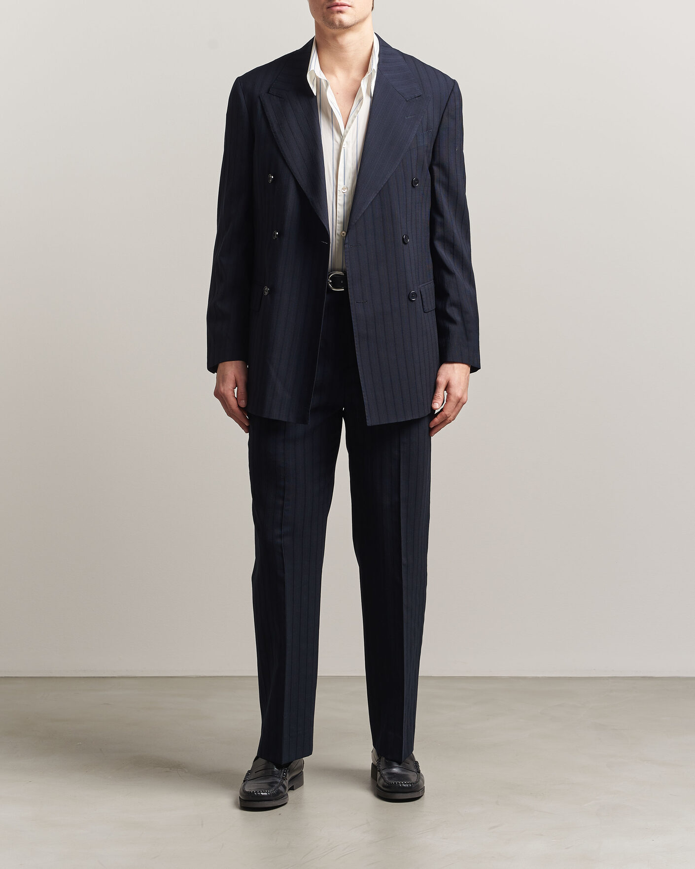 Men | Blazers | GANT | Tonal Pinstriped Suit Blazer Evening Blue