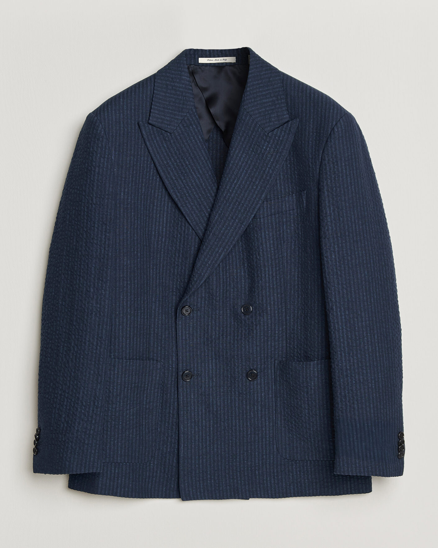 Men | Blazers | Gant | Linen Indigo Seersucker Blazer Bid Blue
