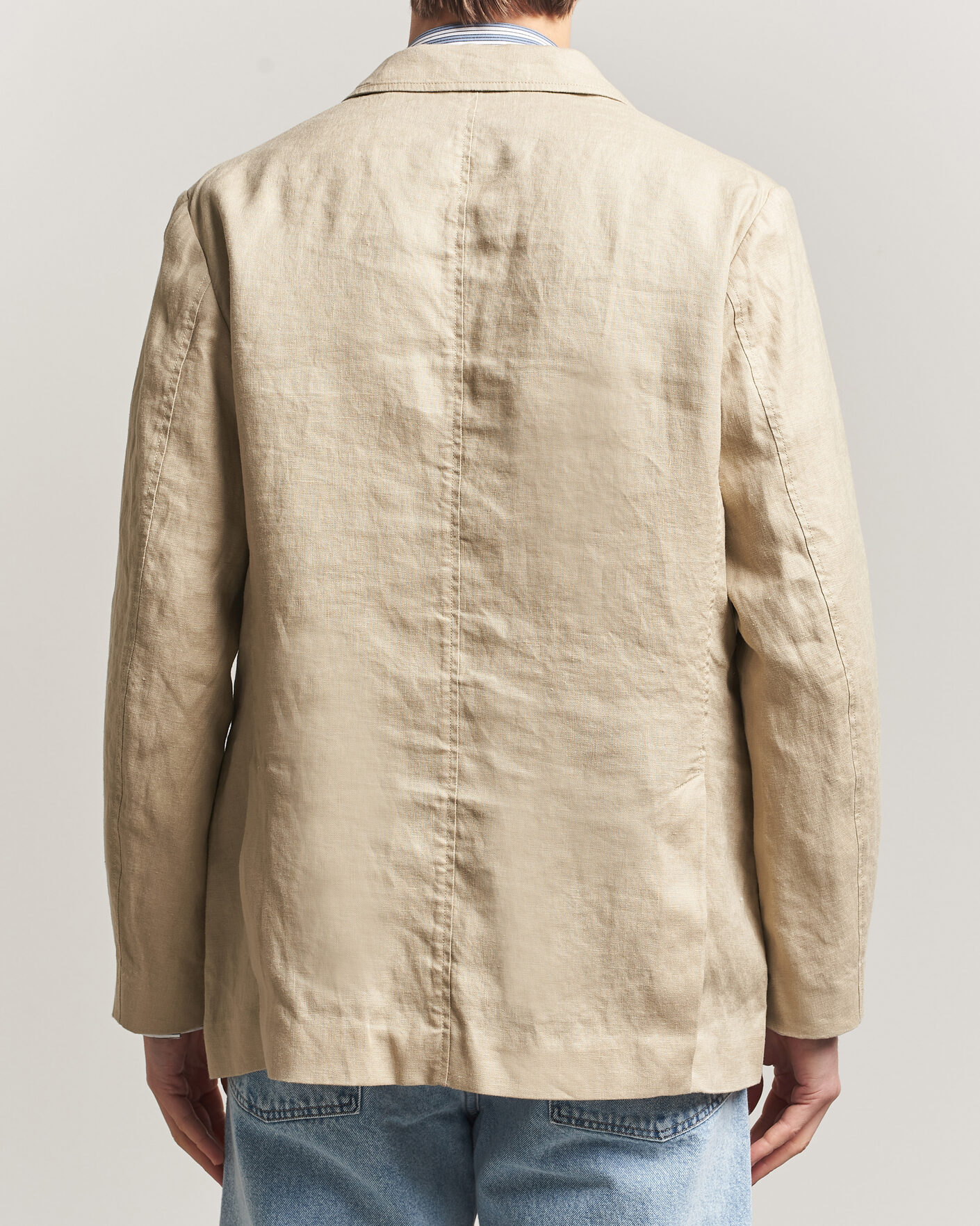 Men | Blazers | GANT | Garment Dyed Linen Blazer Oat Beige