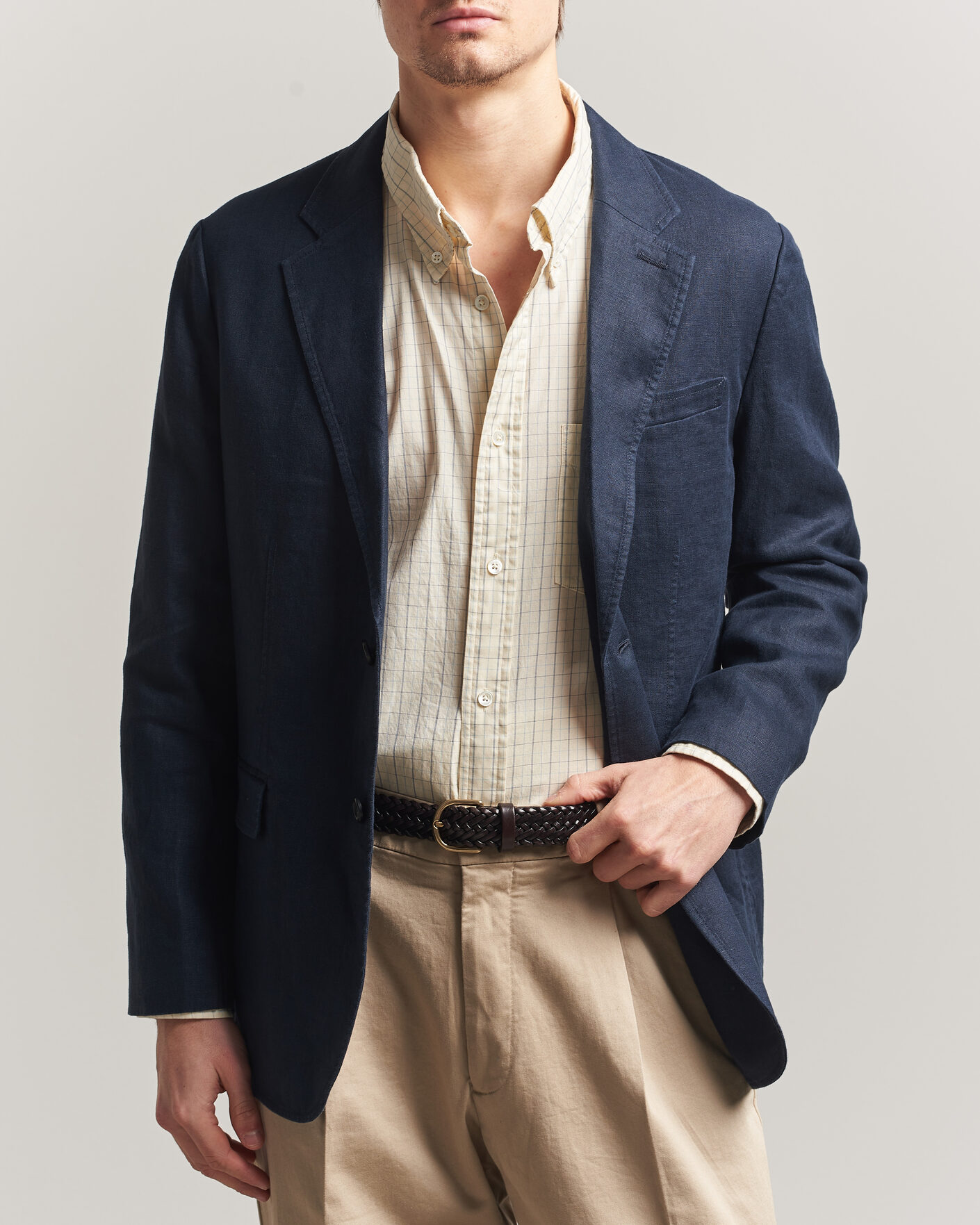 Men | Blazers | GANT | Garment Dyed Linen Blazer Evening Blue