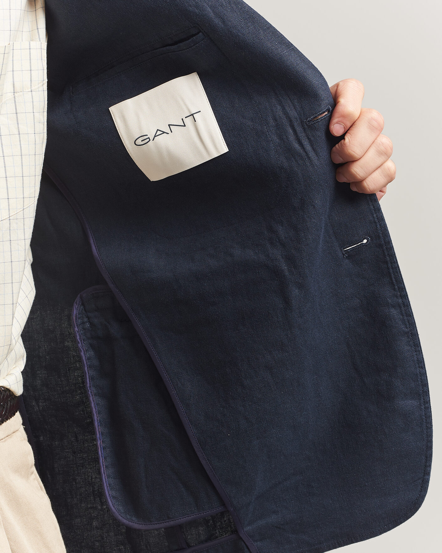 Men | Blazers | GANT | Garment Dyed Linen Blazer Evening Blue