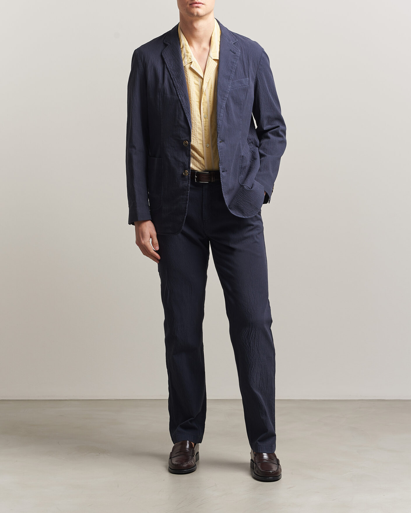 Men | Blazers | Gant | Garment Dyed Seersucker Blazer Evening Blue