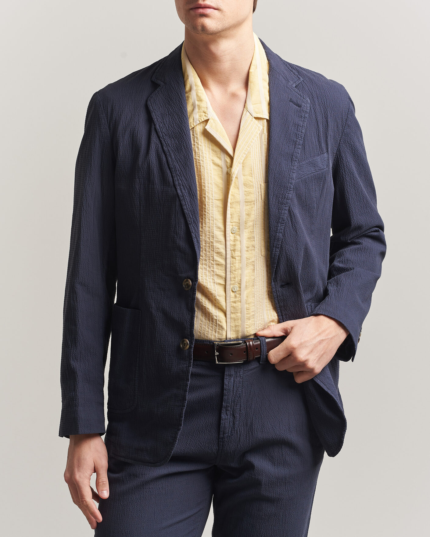 BEAMS PLUS Seersucker Blazer Navy at CareOfCarl.com