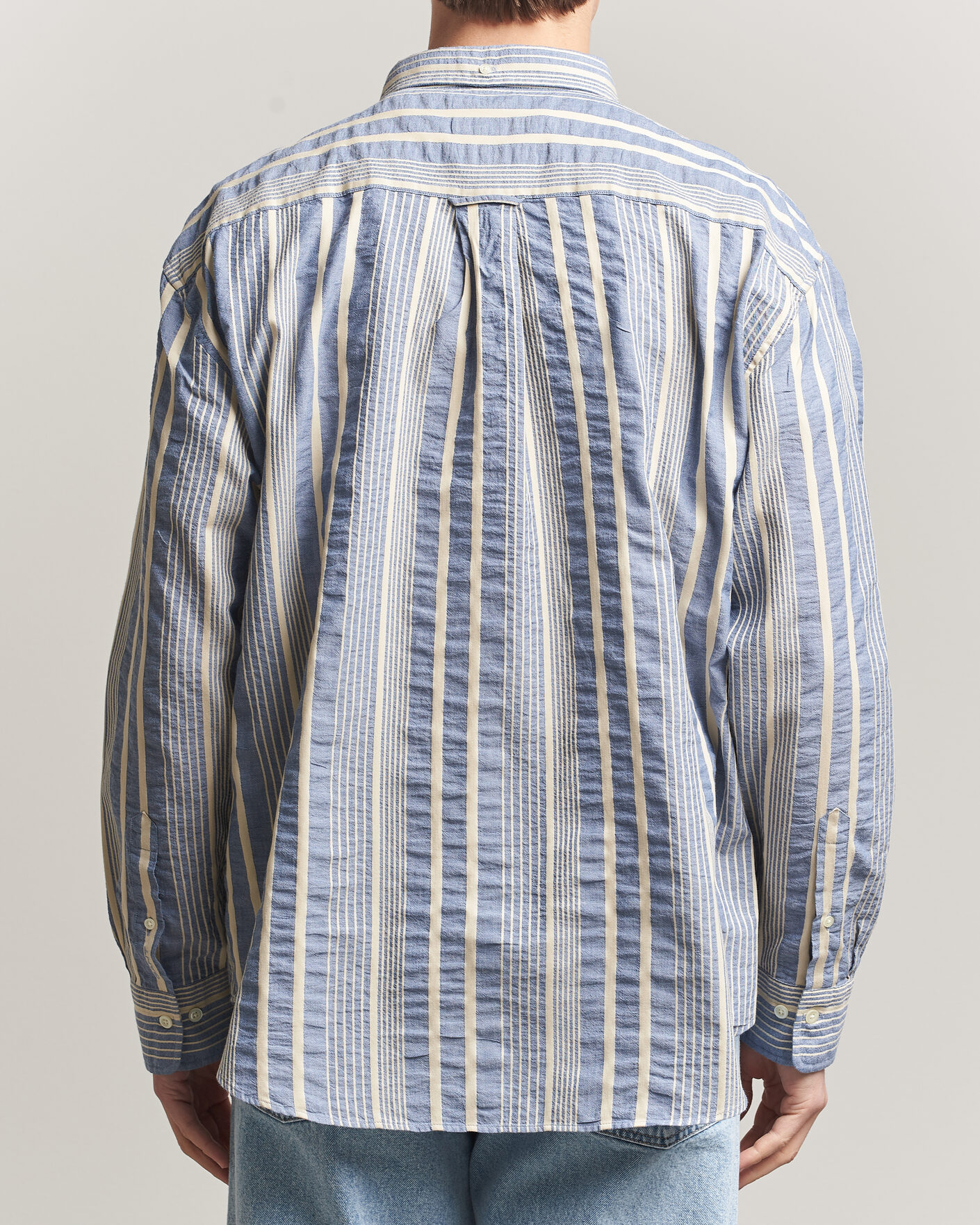 Men | Shirts | Gant | Relaxed Fit Seersucker Striped Shirt Vintage Blue