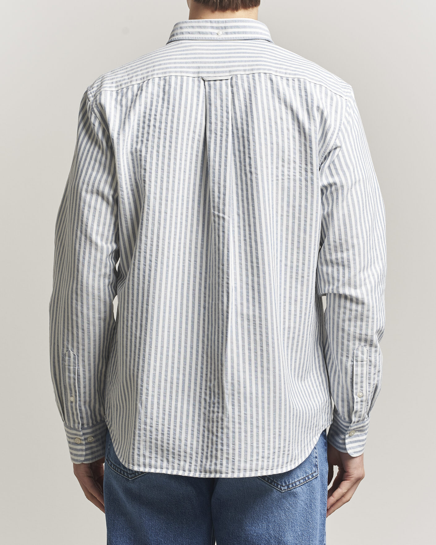 Men | Shirts | Gant | Regular Fit Textured Striped Shirt Vintage Blue