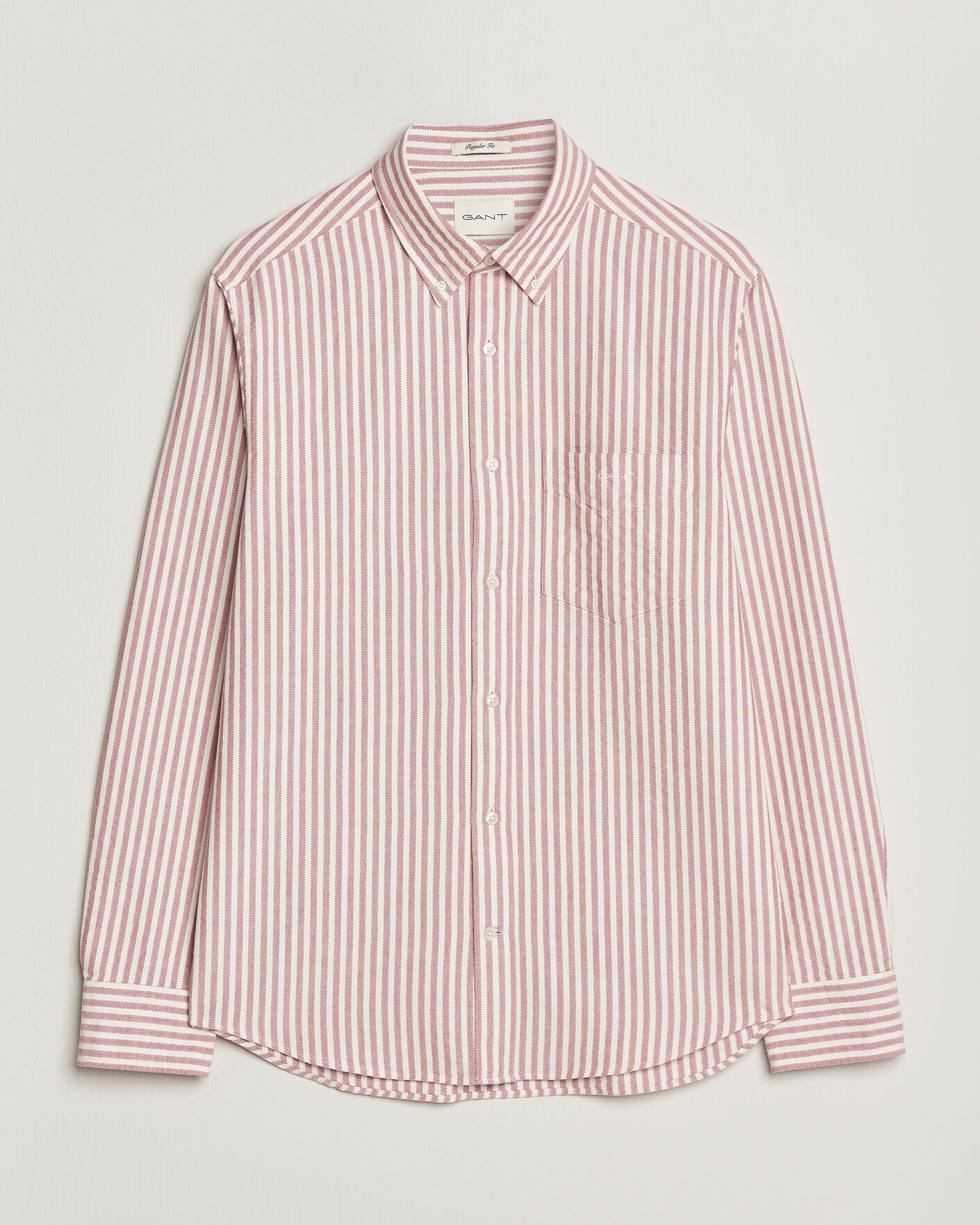 Men | Shirts | GANT | Regular Fit Textured Striped Shirt Rose Red