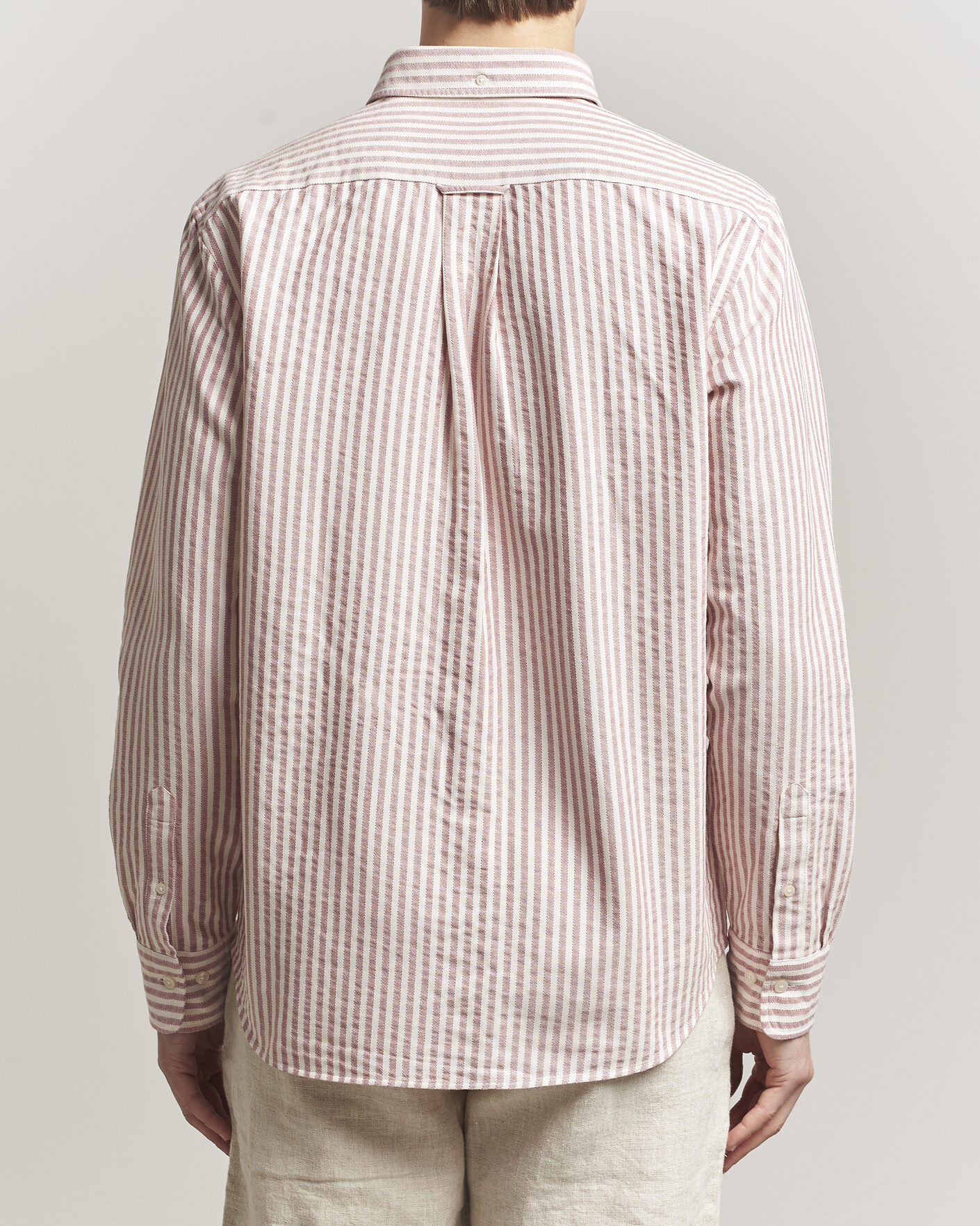 Men | Shirts | Gant | Regular Fit Textured Striped Shirt Rose Red