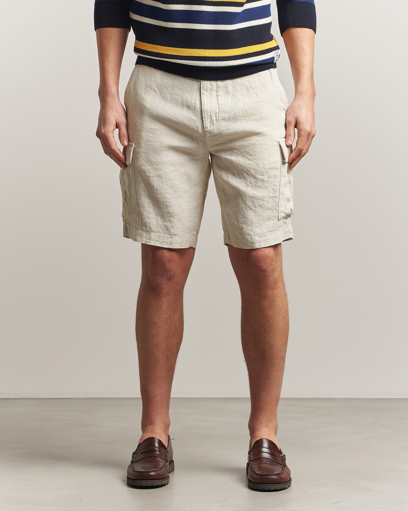 Men | Shorts | Gant | Regular Fit Linen Cargo Shorts Sand