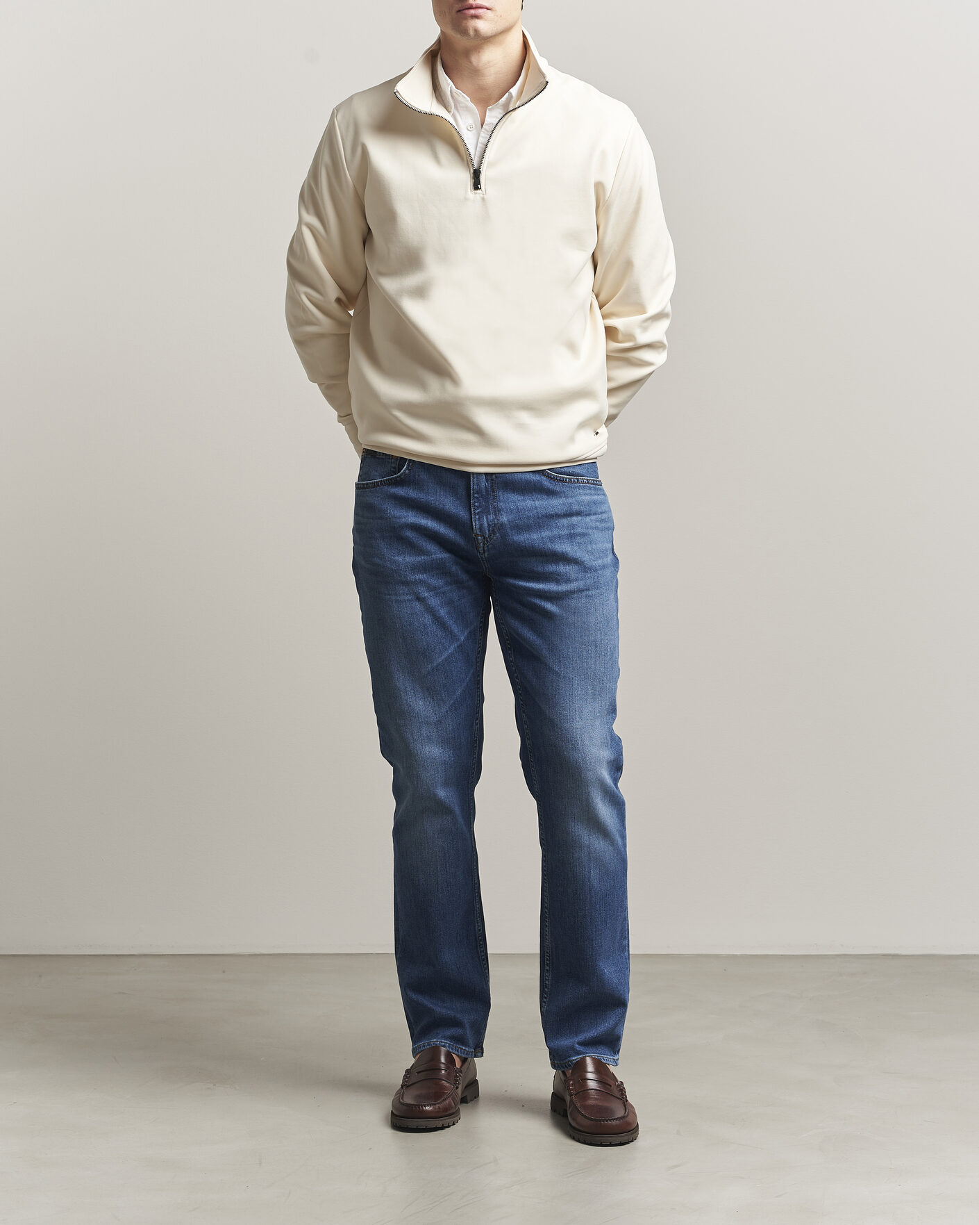 Men | Sweaters & Knitwear | Gant | Interlock Half Zip Creamed White