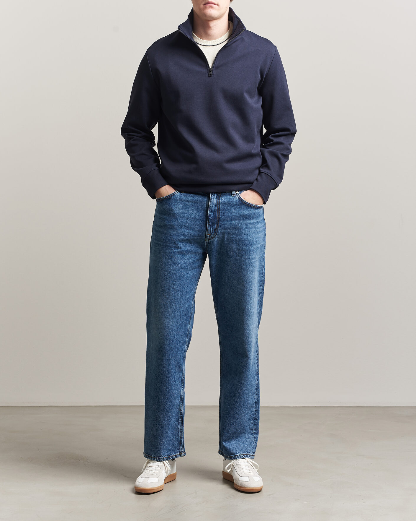 Men | Sweaters & Knitwear | GANT | Interlock Half Zip Evening Blue