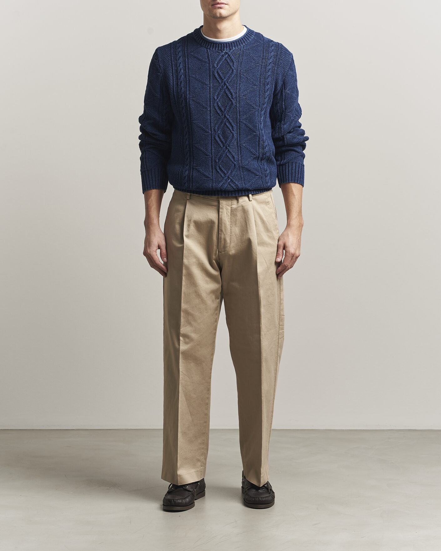 Men | Sweaters & Knitwear | GANT | Indigo Aran Knitted Sweater Rich Navy