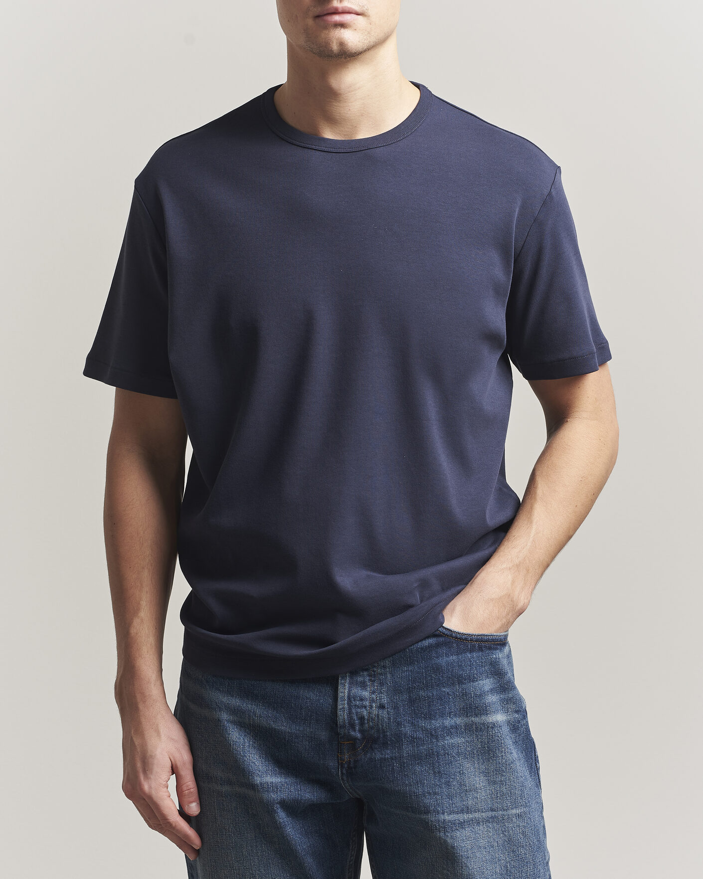 Men | T-Shirts | Gant | Interlock Crew Neck T-Shirt Evening Blue