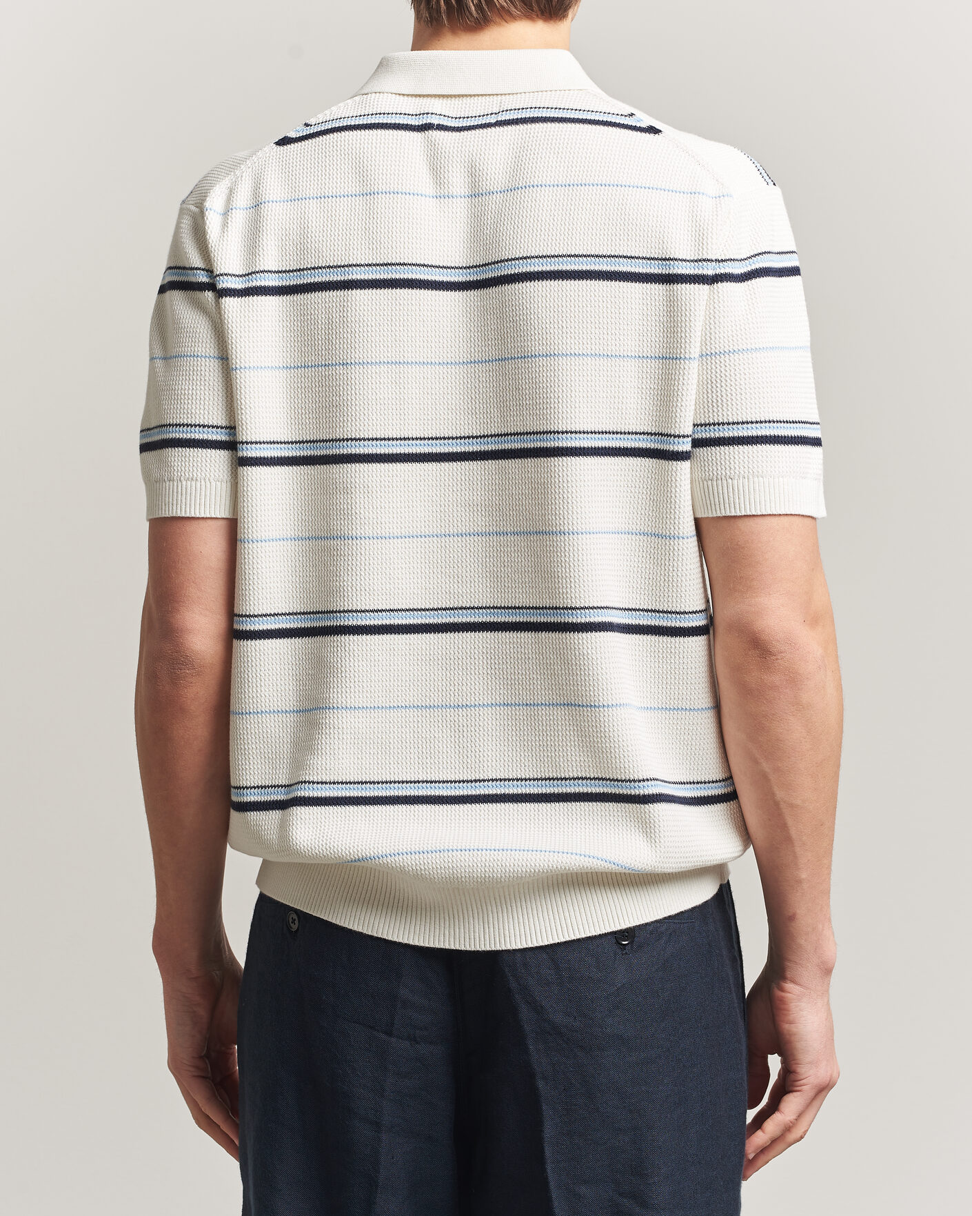 Men | Polo Shirts | Gant | Striped Knitted Polo Eggshell