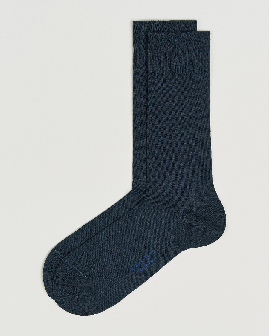 Men | Underwear & Socks | Falke | Happy 2-Pack Cotton Socks Navy Melange