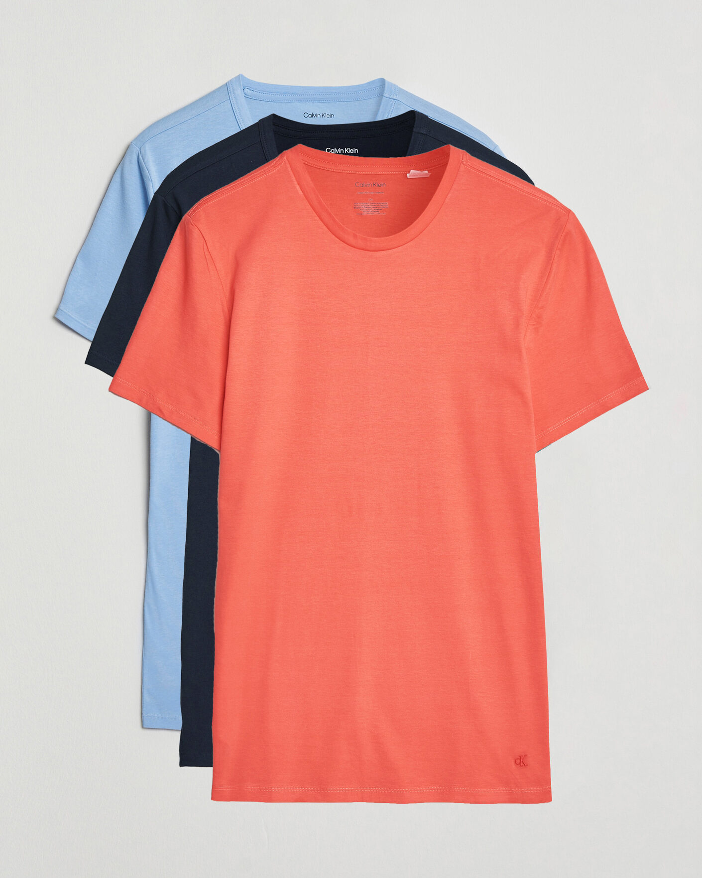 Men | T-Shirts | Calvin Klein | 3-Pack Cotton Crew Neck T-Shirt Navy/Red/Blue
