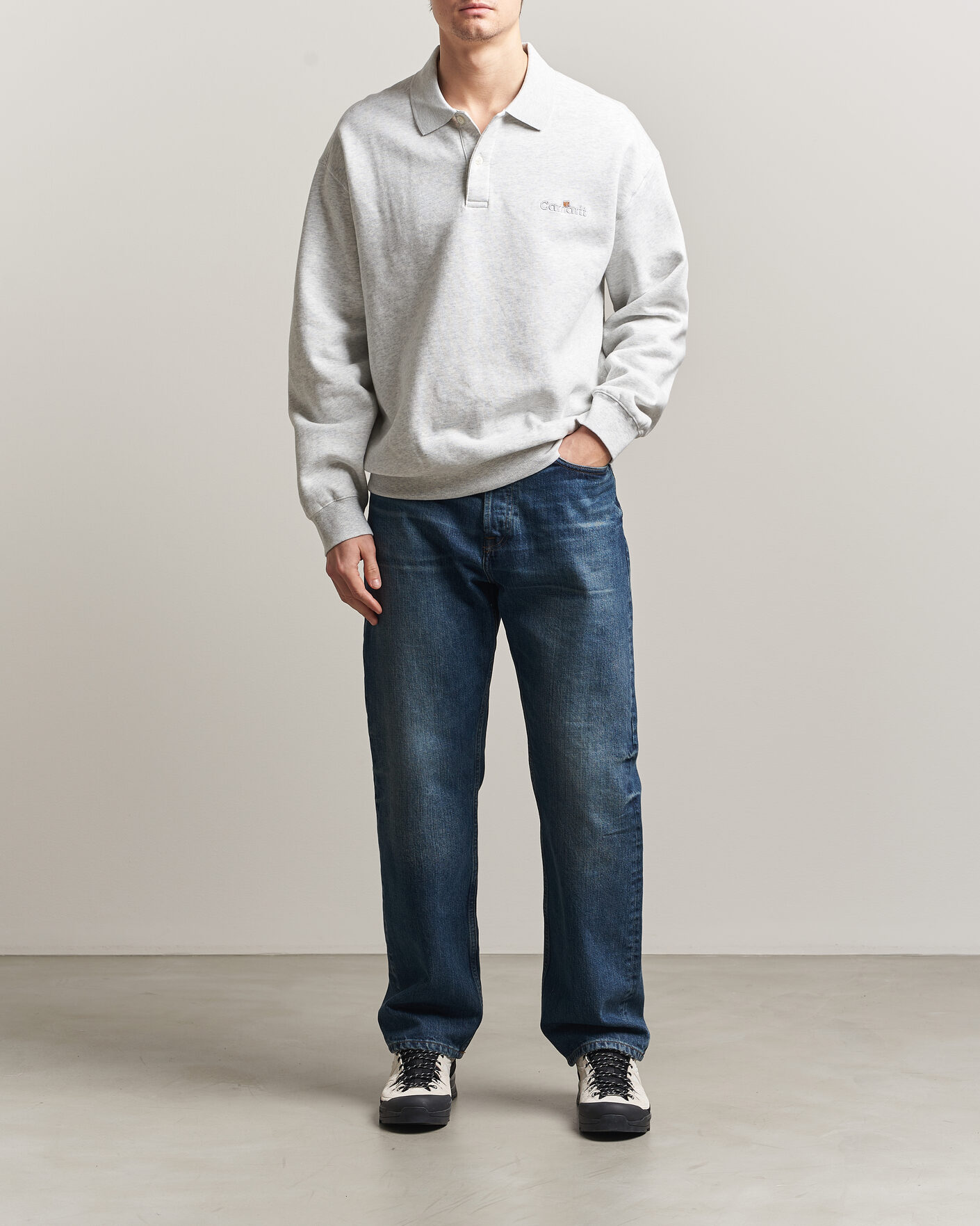 Men | Sweaters & Knitwear | Carhartt WIP | WIP Label Polo Sweatshirt Ash Heather